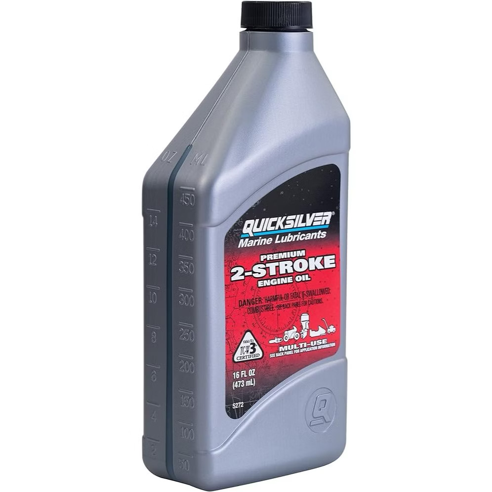 Quicksilver Marine Lubricants Outboard Premium 2-Stroke Lubricant 2T Oil TCW-3 473mL（Made In USA)