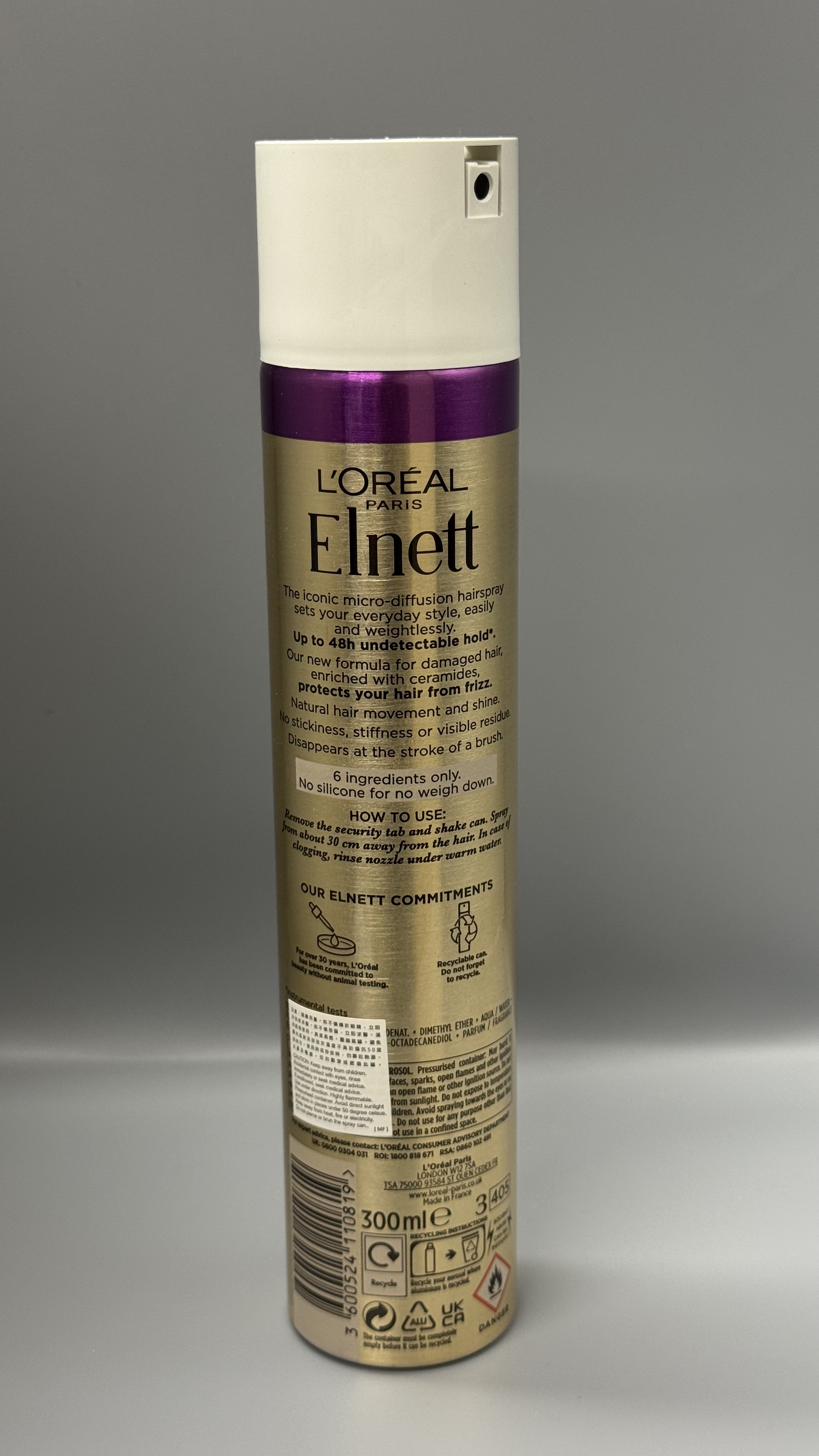 L’Oral Paris Elnett Respect Damaged Hair 定型噴霧 300ml 