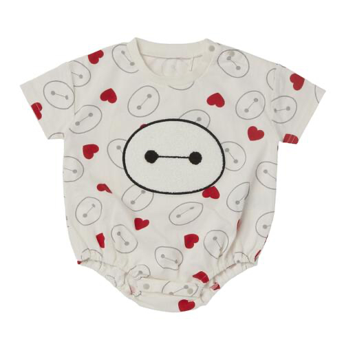 🇯🇵預訂 日本直送🇯🇵Baymax心心滿印毛毛刺繡貼花短袖包屁衣