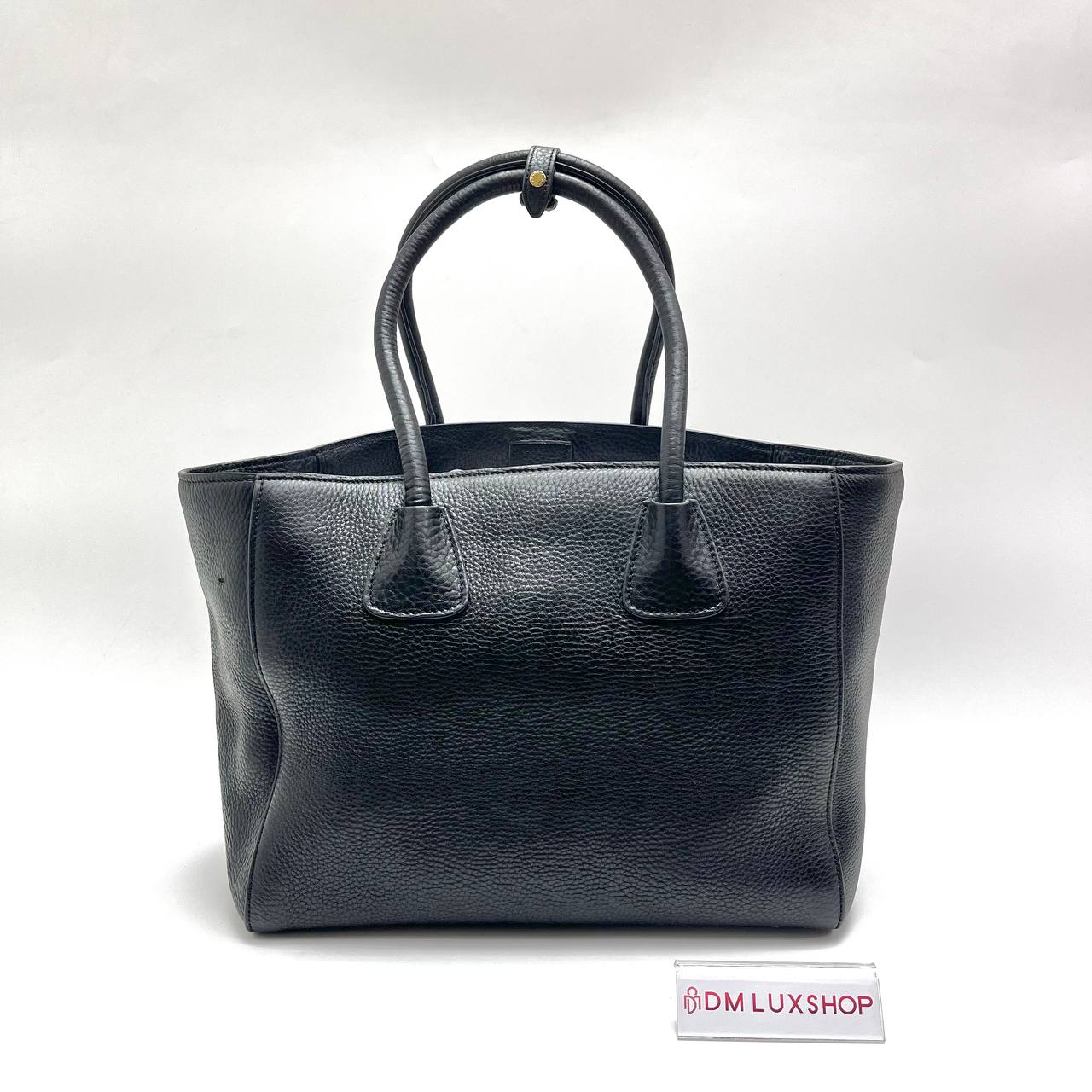 Prada Vitello Daino Black Leather Tote Bag