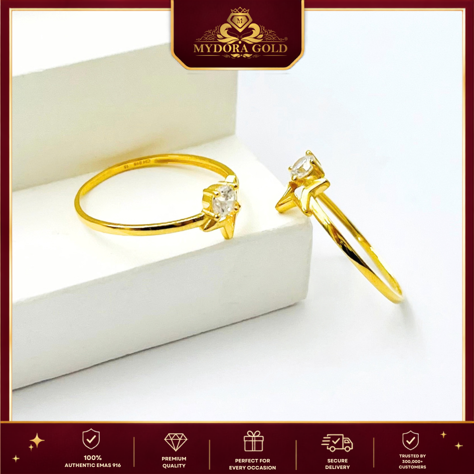 MYDORA EMAS 916 Cincin Batu CZ Star Shine l EMAS 916/22K