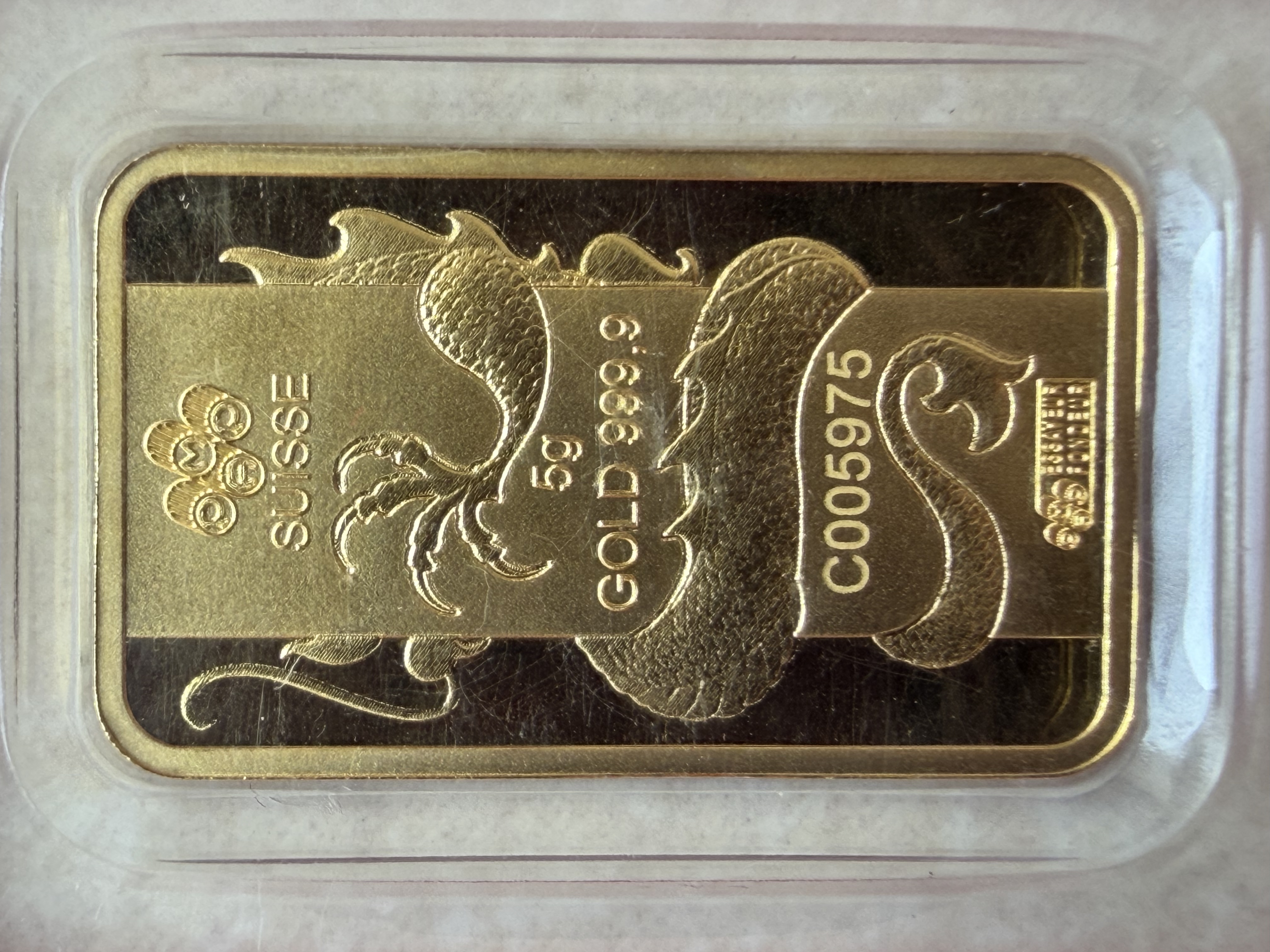 (SN5975) PAMP 2012 Lunar Dragon 5g 🇨🇭Swiss Fine Gold Bar 999.9 老龙