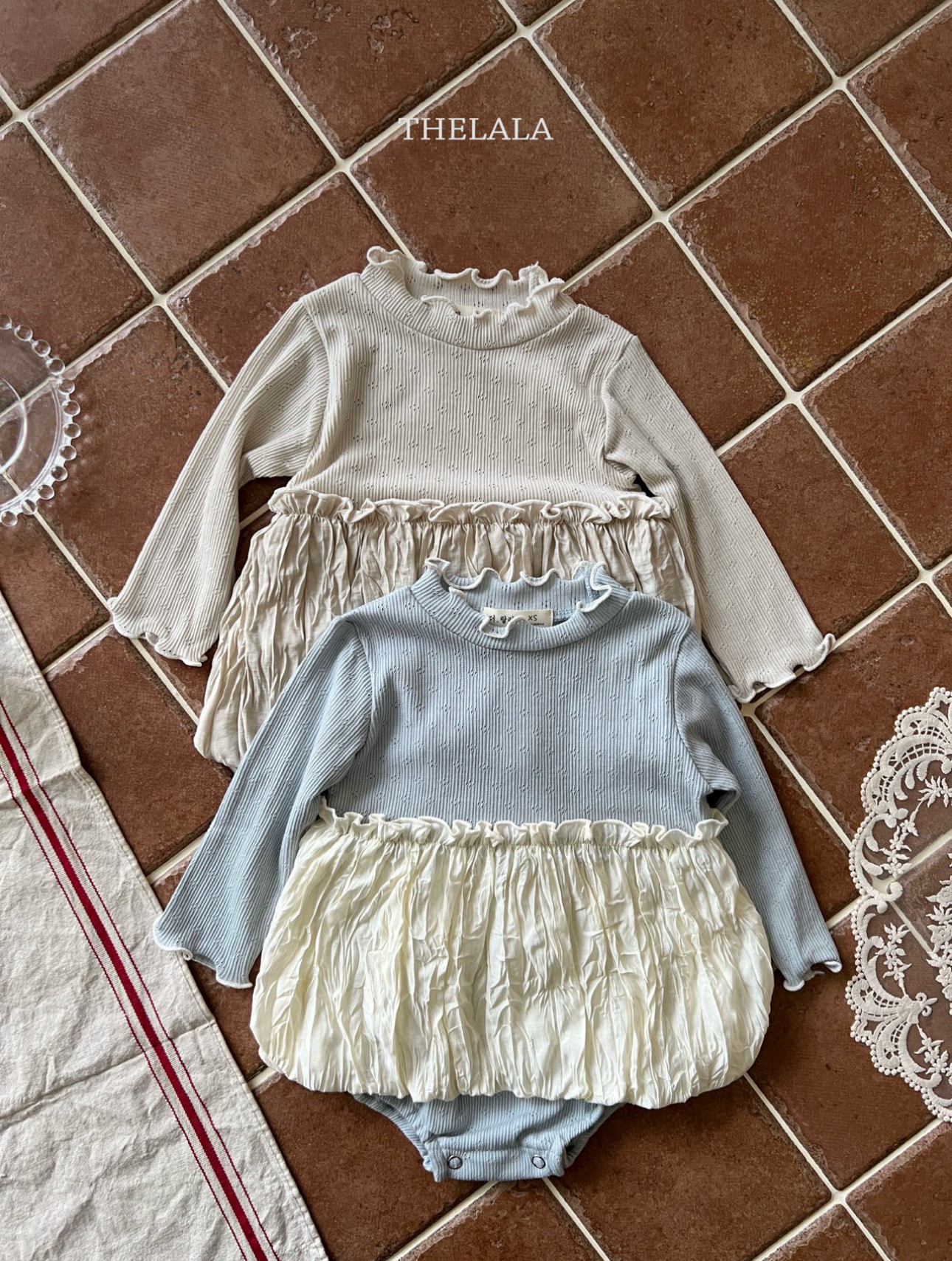 🌸預訂 韓國直送🌸🇰🇷THELALA兩色皺褶裙擺長袖包屁衣