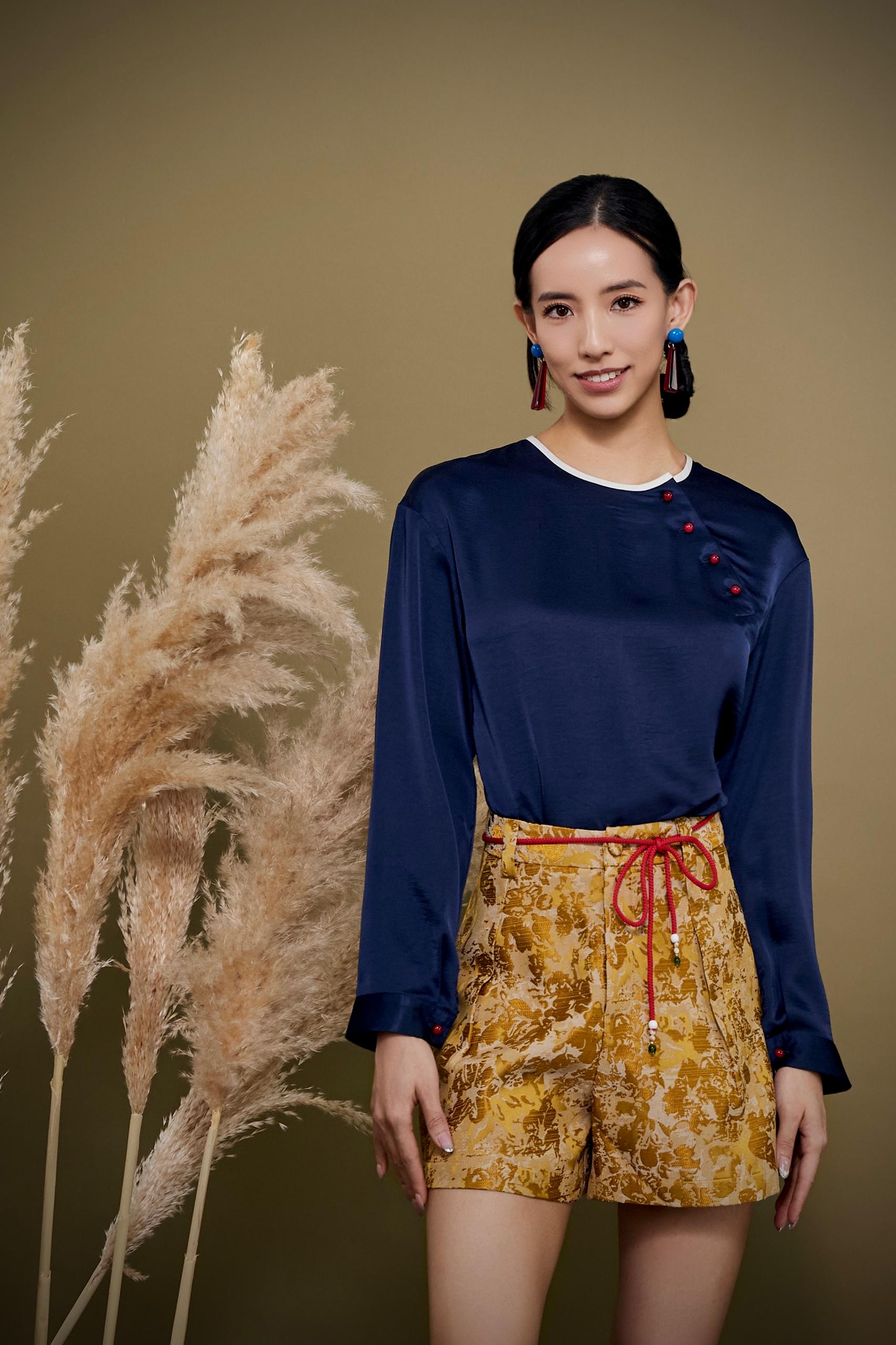 CP1672 Oriental Jacquard Tailored Shorts
