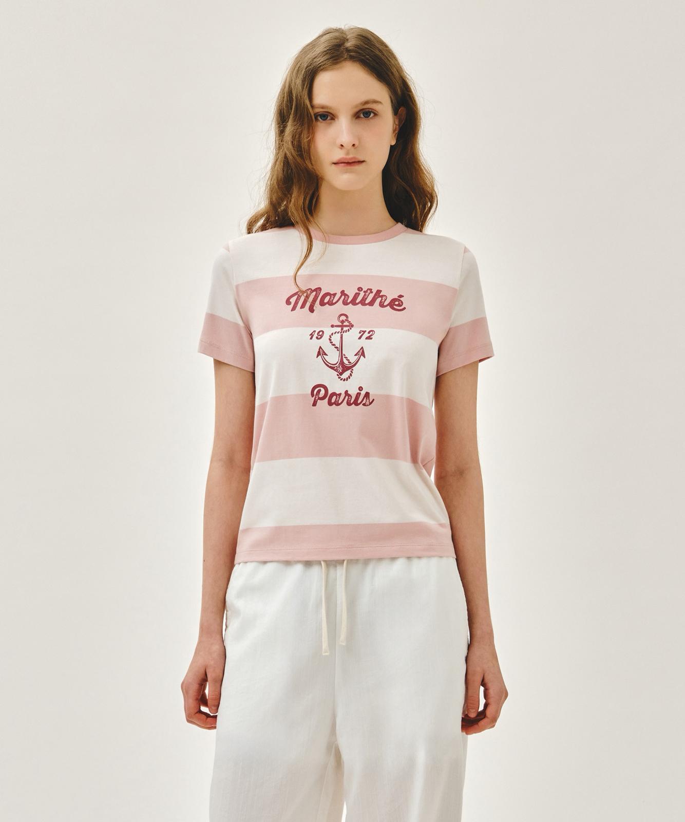 <預訂> 🇰🇷Marithe W MARINE GRAPHIC STRIPE TEE