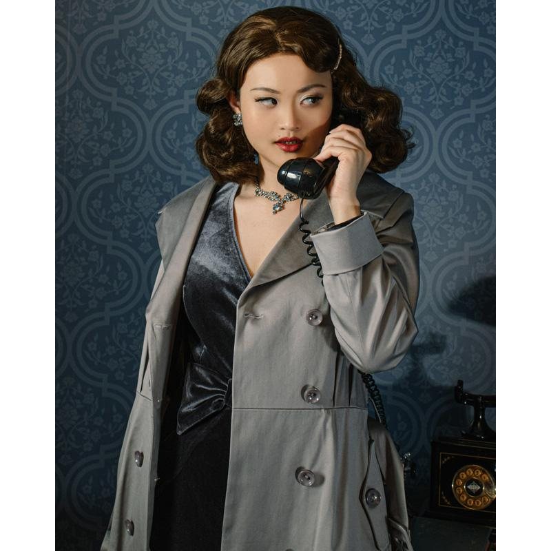 （SOLD OUT）1960s MAD Man Secretary Double-Breasted Dress Coat - Grey(FM085)