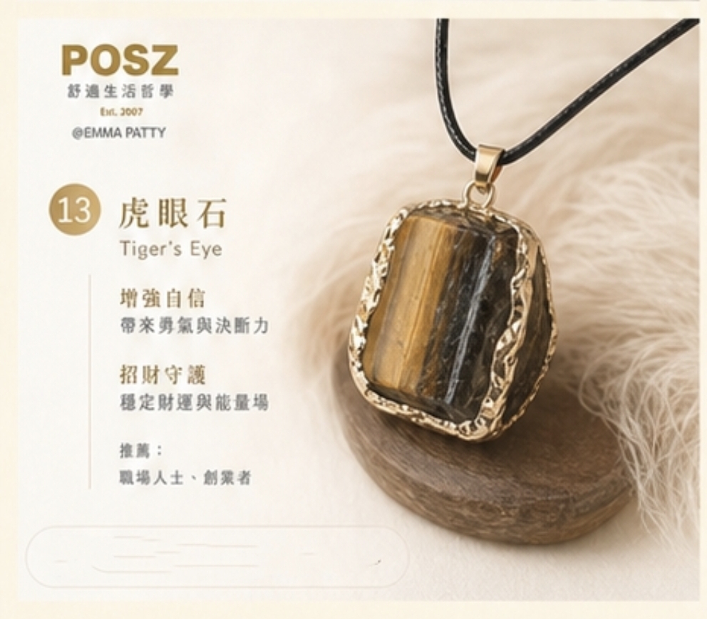 POSZ 天然水晶原石吊墜項鍊