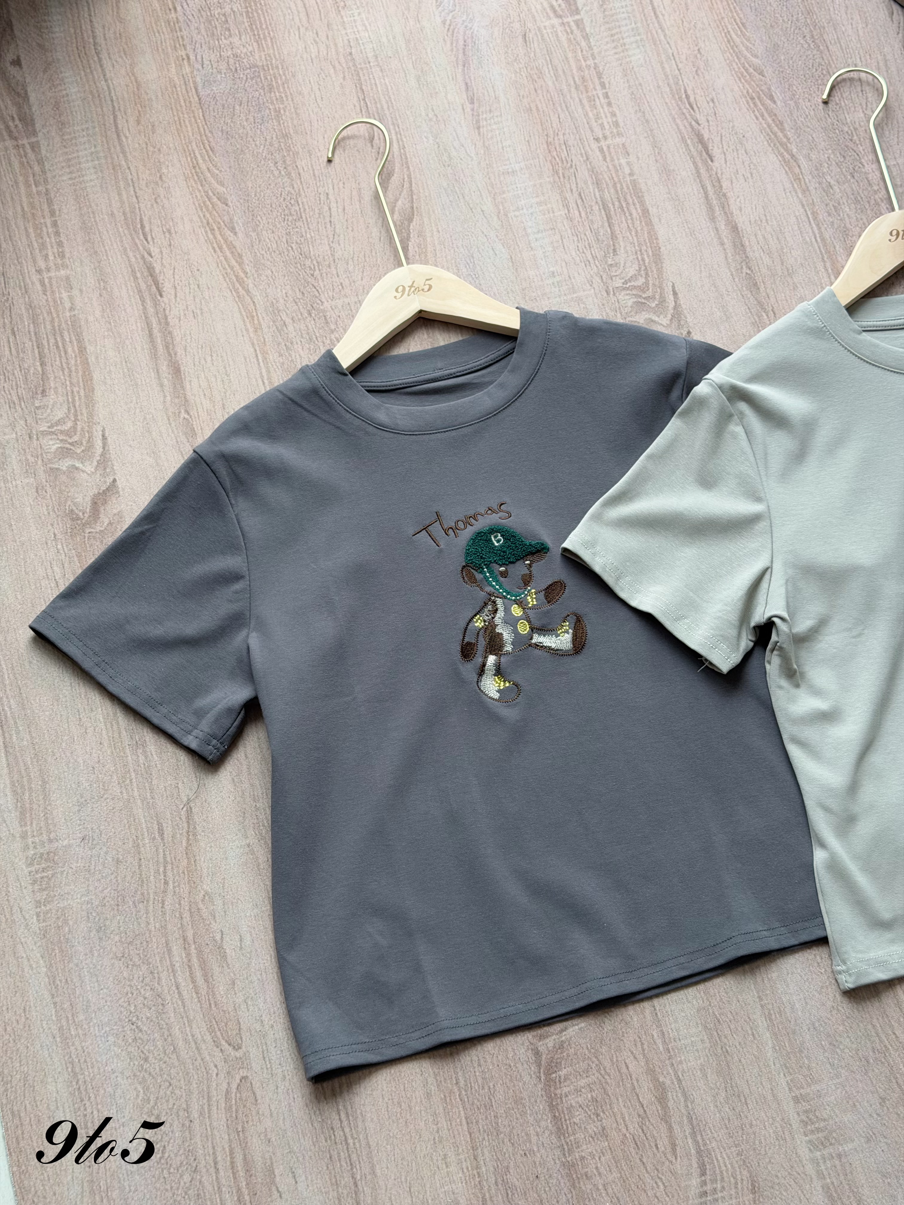 T4528 Embroidery Bear Tee - 4 Colors 