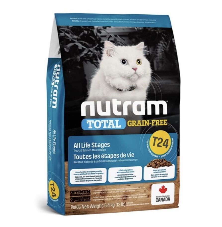 Nutram T24 無薯無穀成貓糧 (三文魚+鱒魚) 2KG
