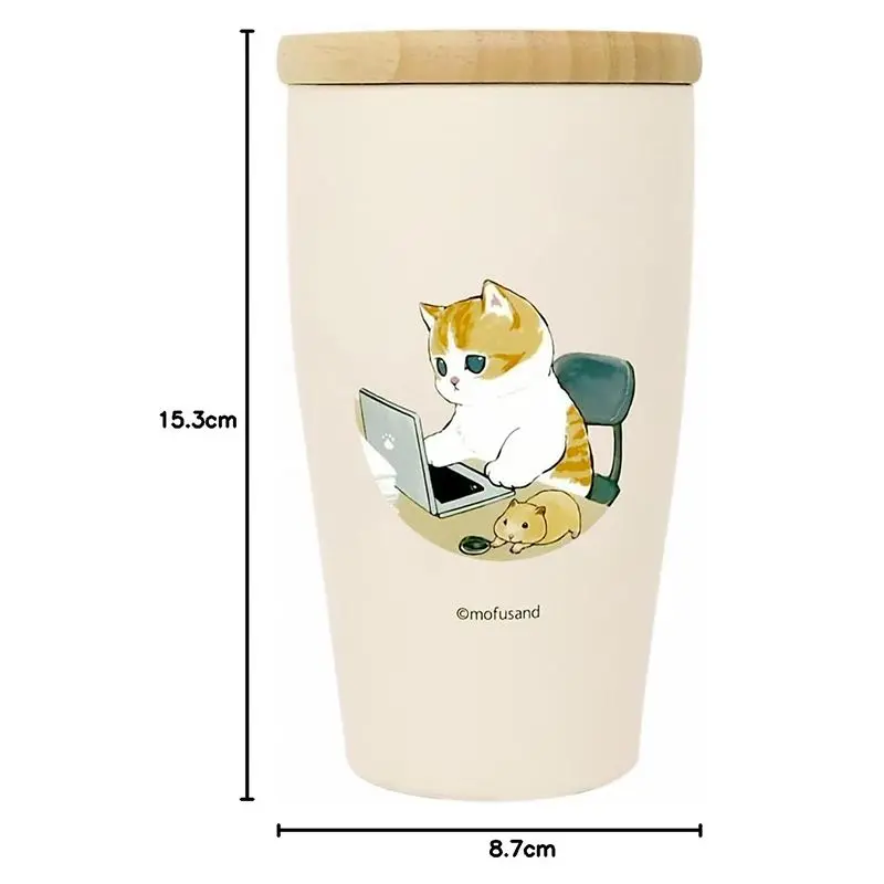 現貨🌸日本直送 | mofusand貓咪不鏽鋼保冷保溫水杯配木蓋[350ml]