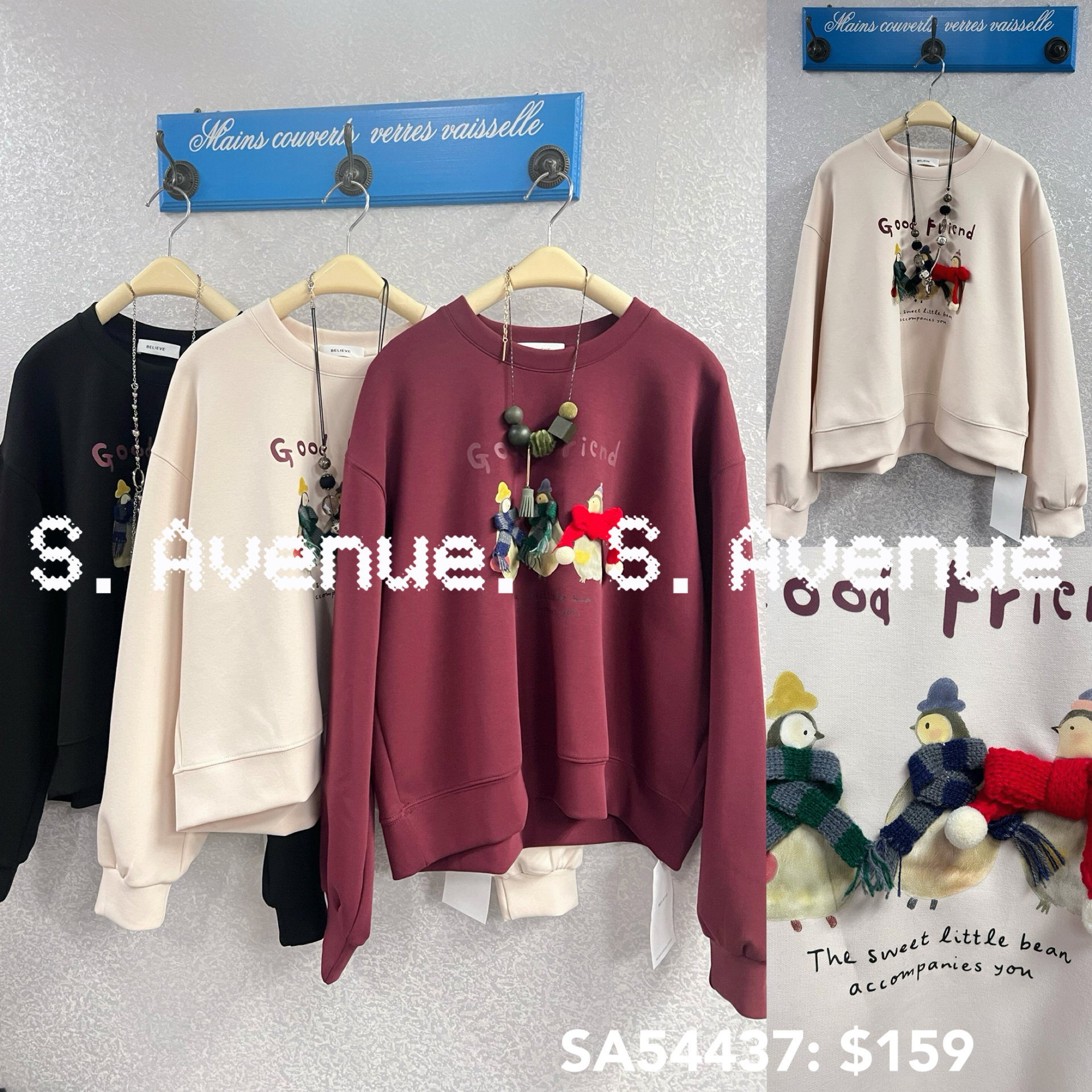 SA54437: 長袖三隻戴巾小企鵝衛衣