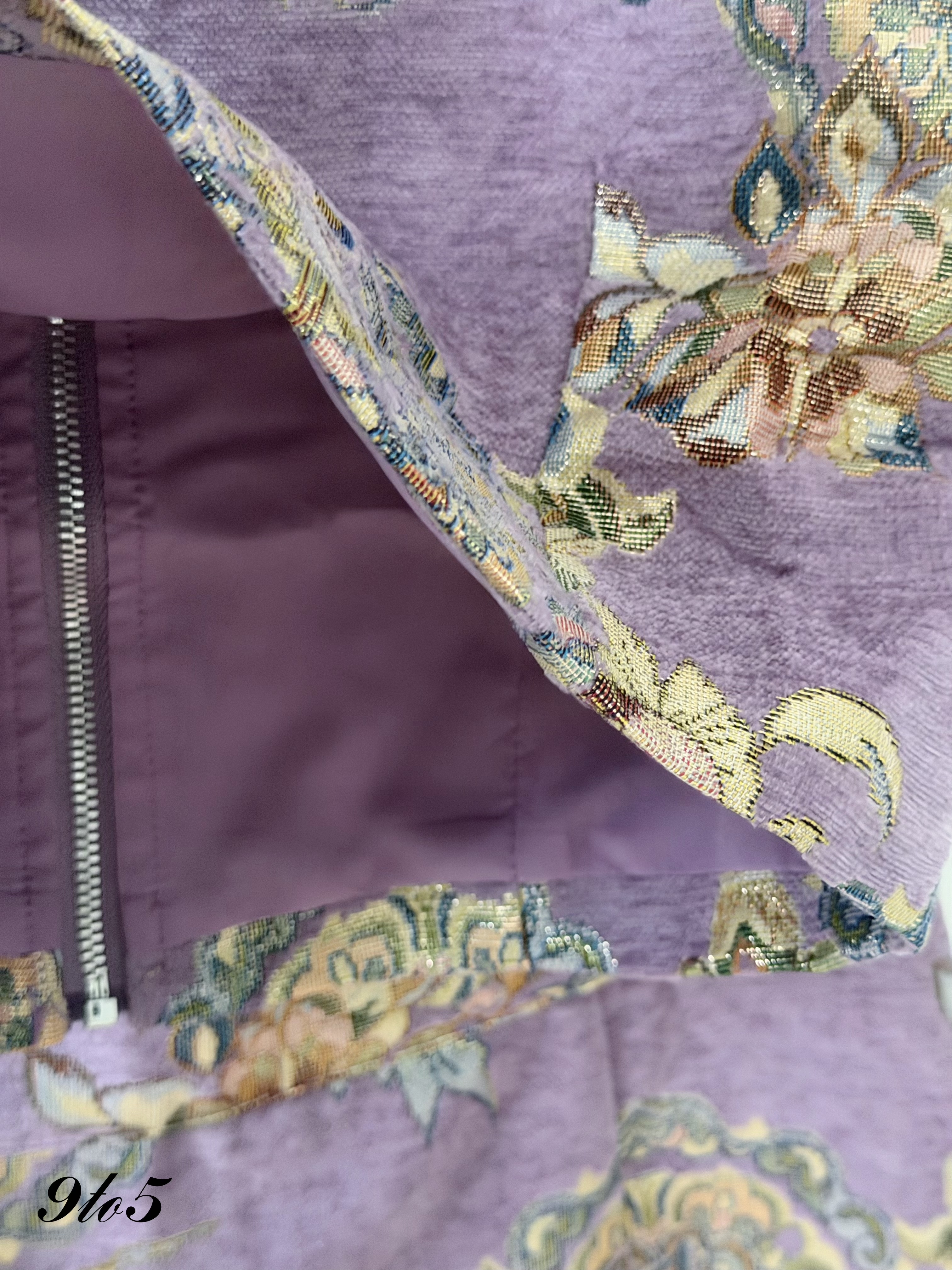 D2380 Floral Jacquard Cheongsam Set - Pink & Purple