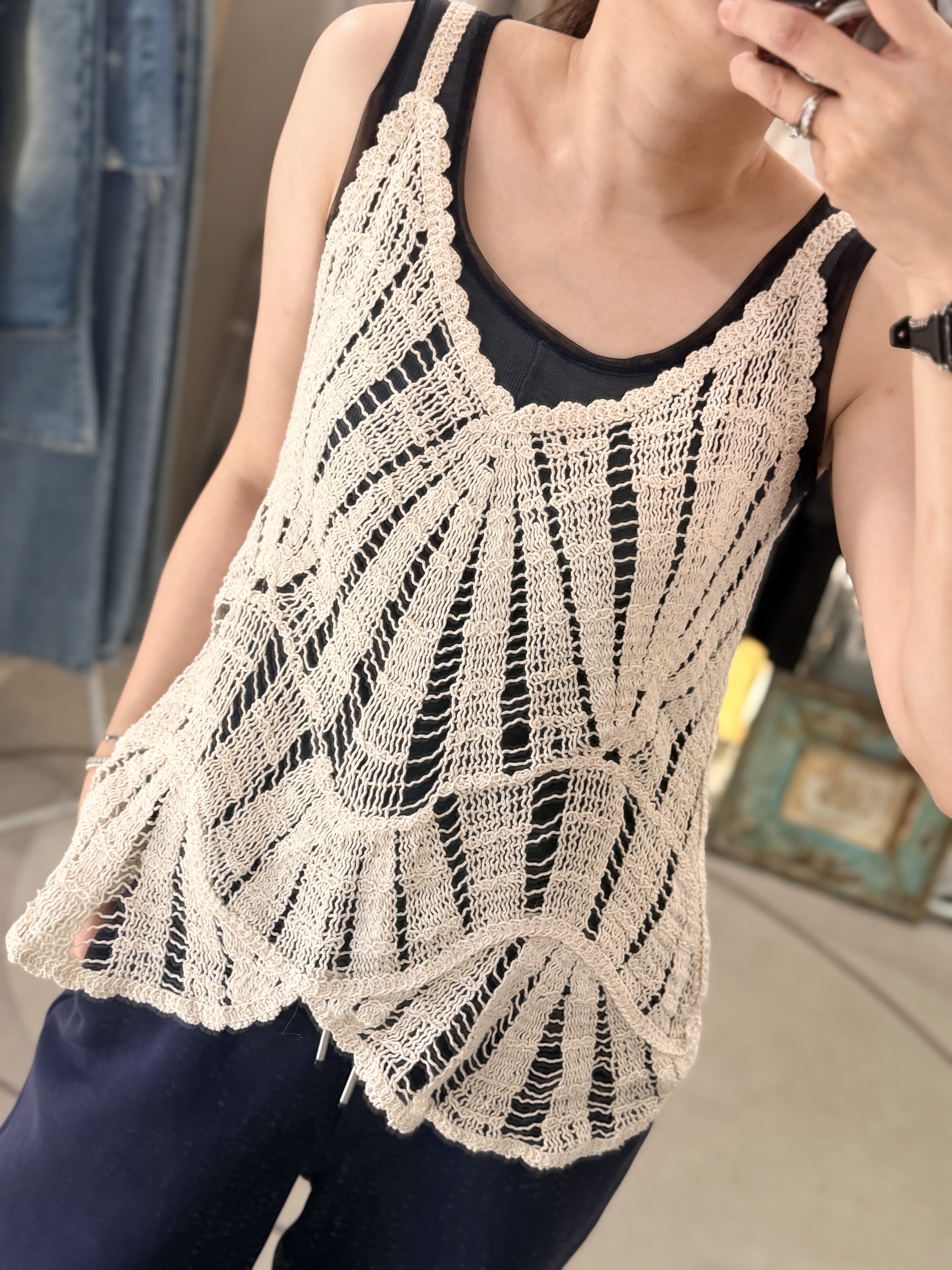 Beige knit vest