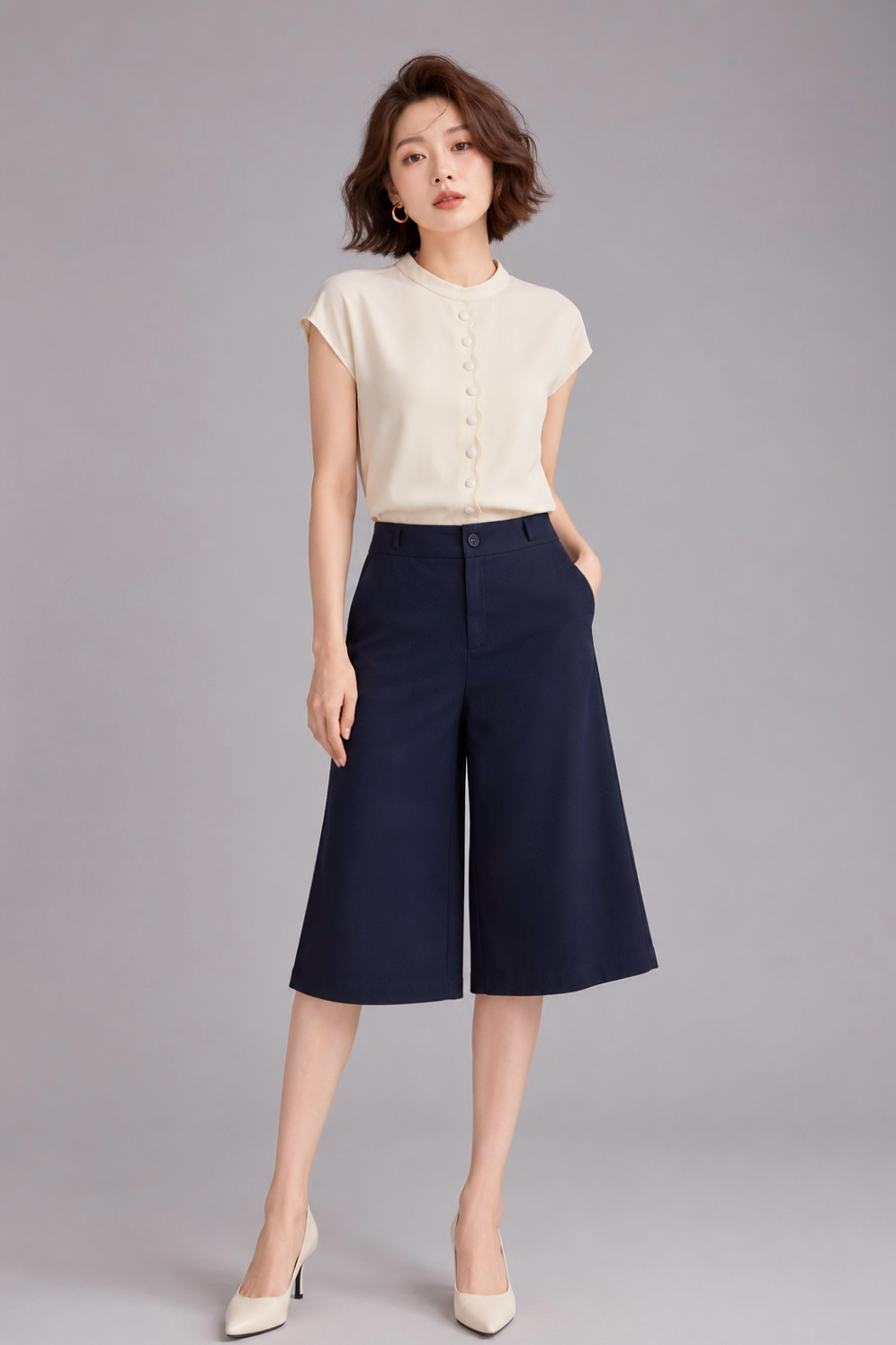985679 Valerie Tailored Wide-Leg Culotte Pants