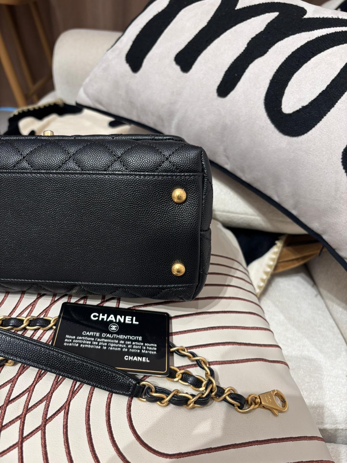 Chanel coco handle Medium 黑色荔枝牛皮金扣蜥蜴皮手柄 100%Authentic, 95%New ✅24Card✅Dust Bag✅Box