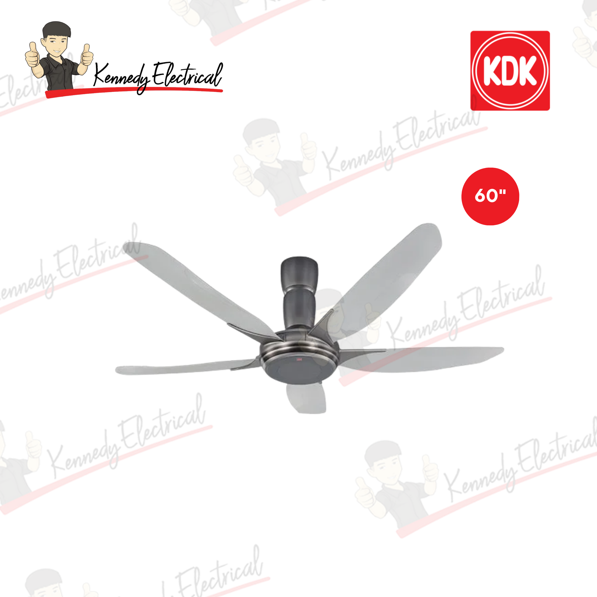 KDK 60" 5-Blade Remote Ceiling Fan K15Y2-GS (Silver Grey)