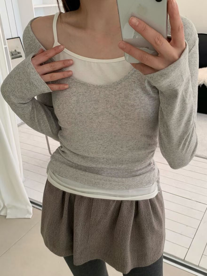 韓國顯瘦兩件外撘假背心