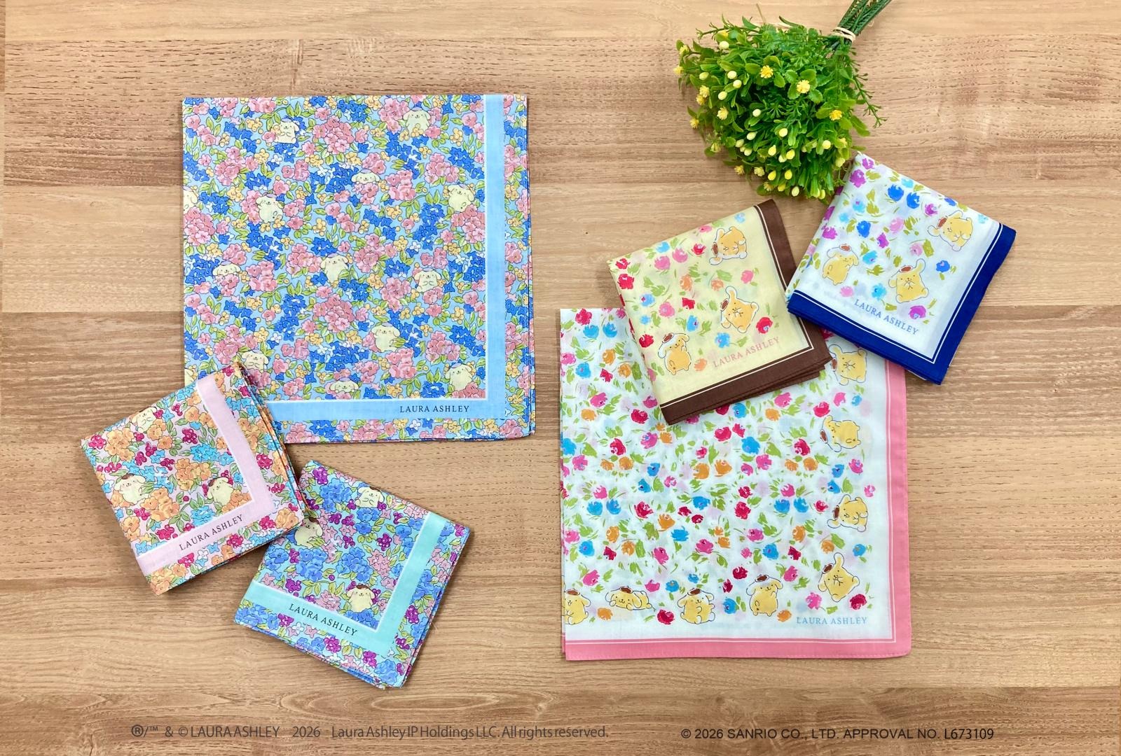 🎀【預訂】Laura Ashley x Sanrio Pompompurin 印花手帕 - P