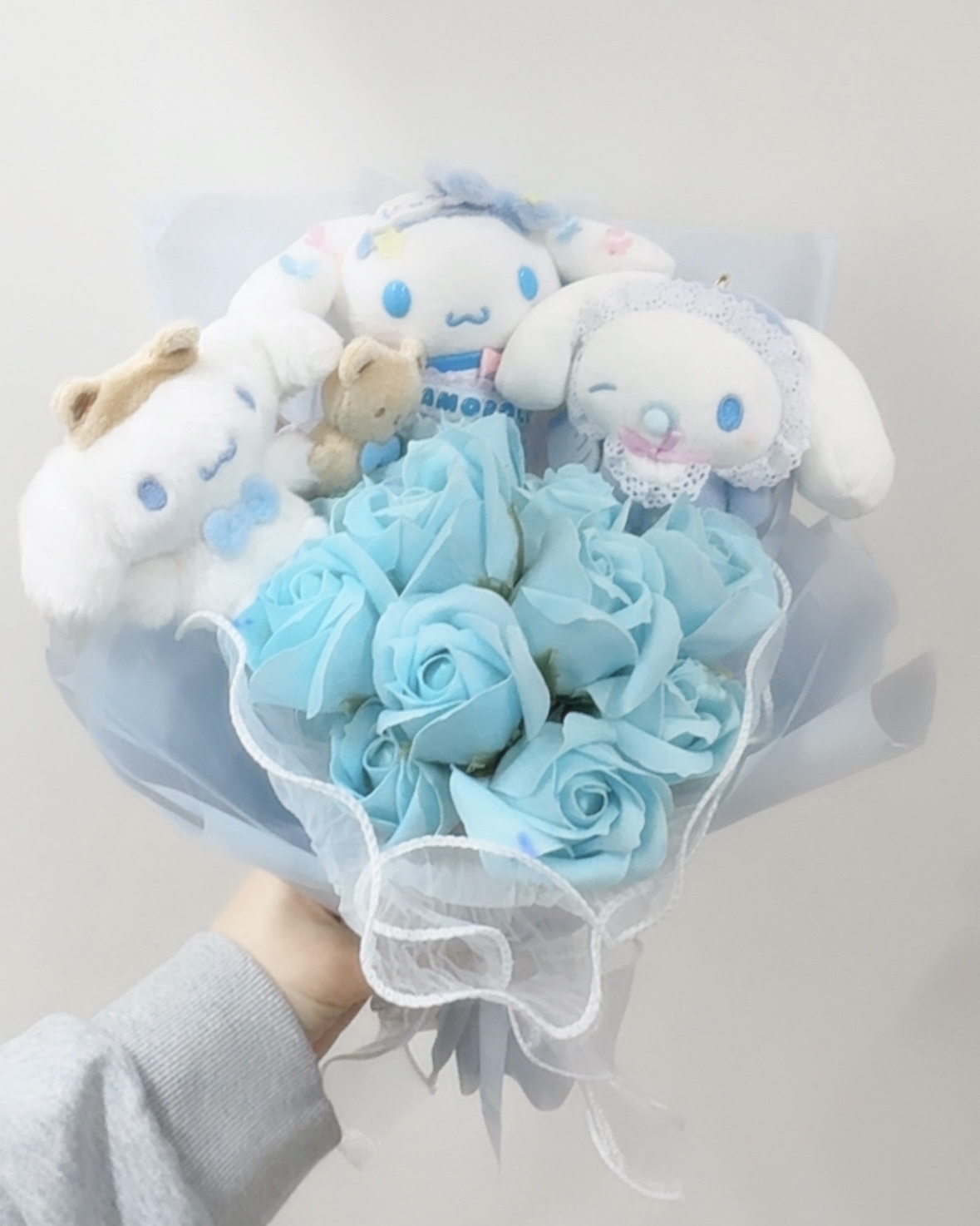 現貨｜情人節必備🩵日版 韓版 cinnamoroll公仔+9支永生花