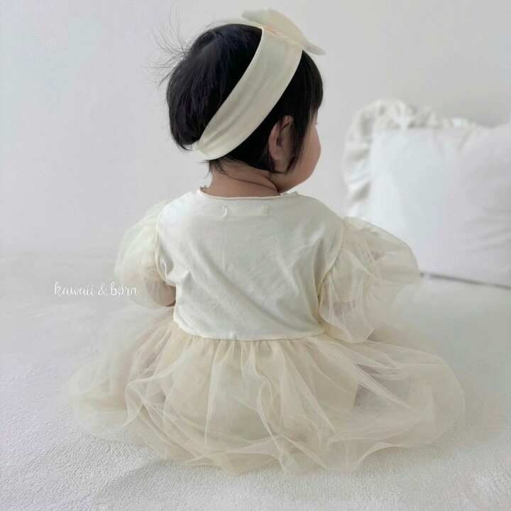 🇯🇵預訂 日本直送🇯🇵Kawaii&born 兩色薄紗短袖包屁裙髮帶套裝