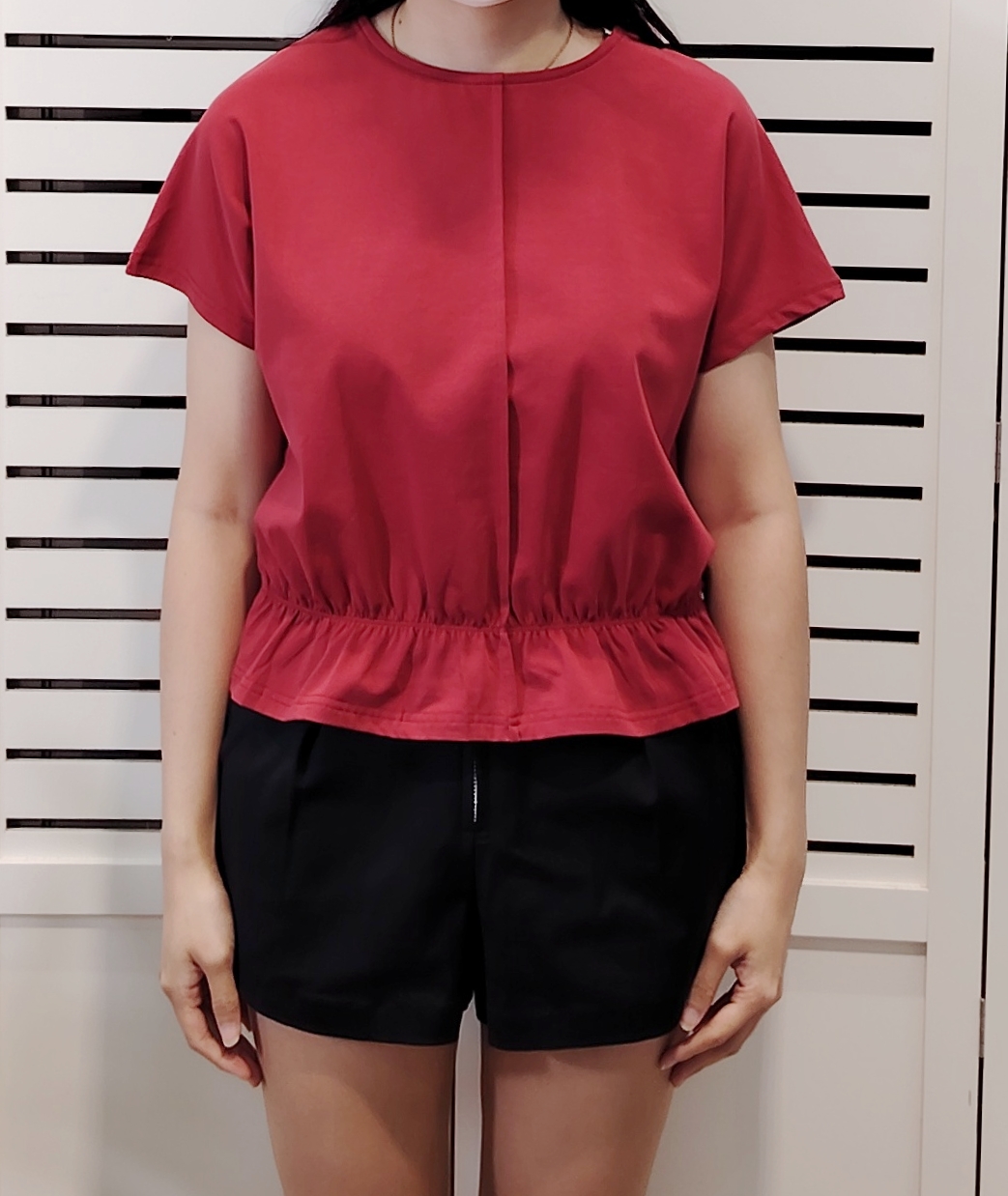 LY1106 Round Neck Fully Elastic Waist Tee