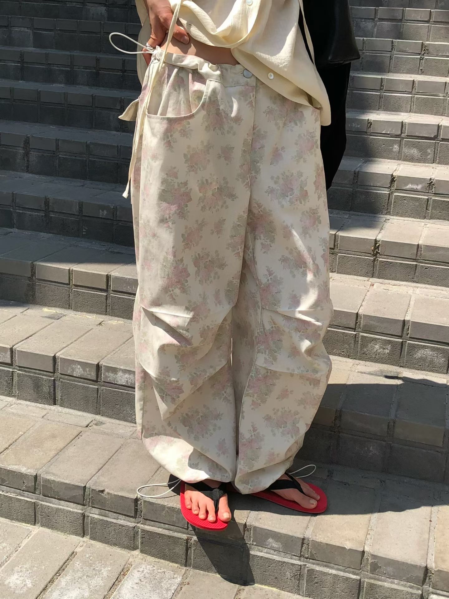 221330 復古暗花索腳長褲