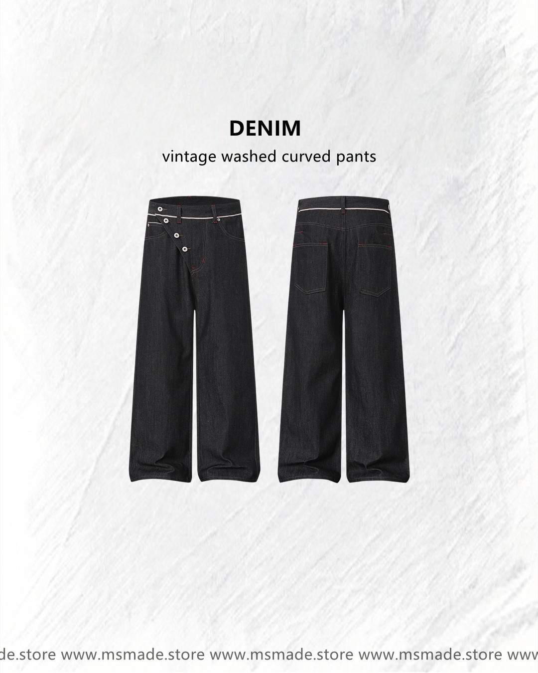 M2079鬆身垂感直筒拖地褲