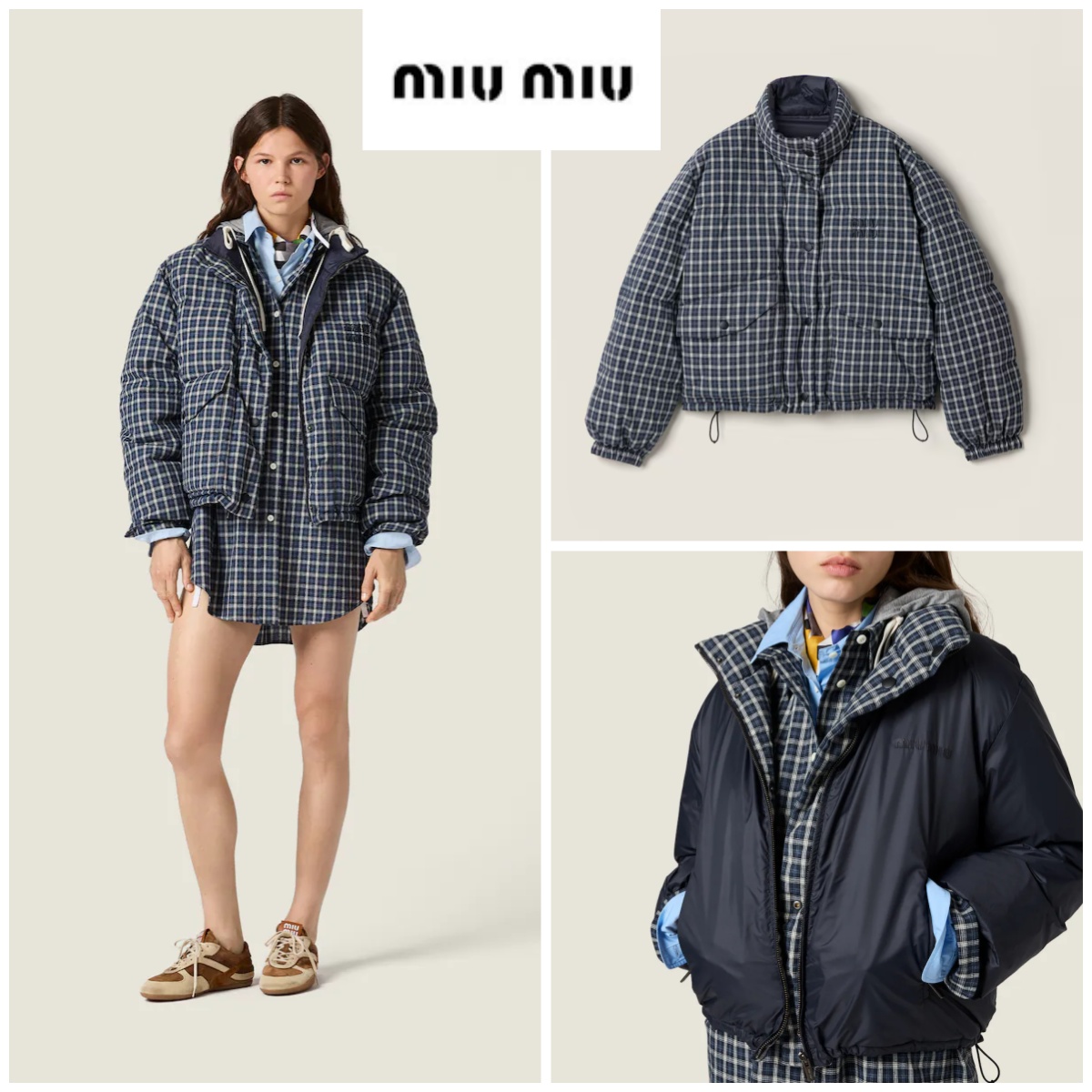 MIU MIU Reversible Flannel Down Jacket 雙面羽絨外套