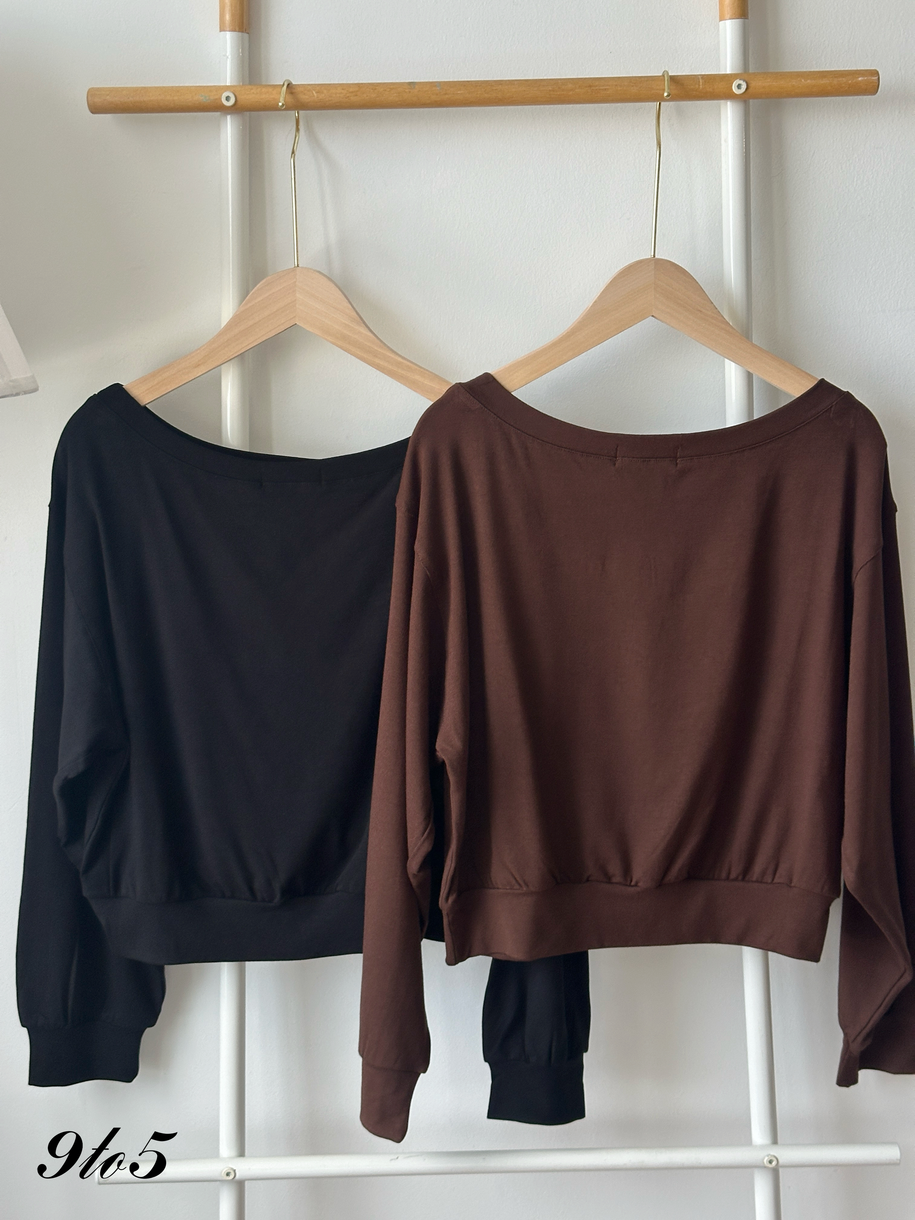 T4356 Long Sleeve Boat Neck Top - 3 Colors 