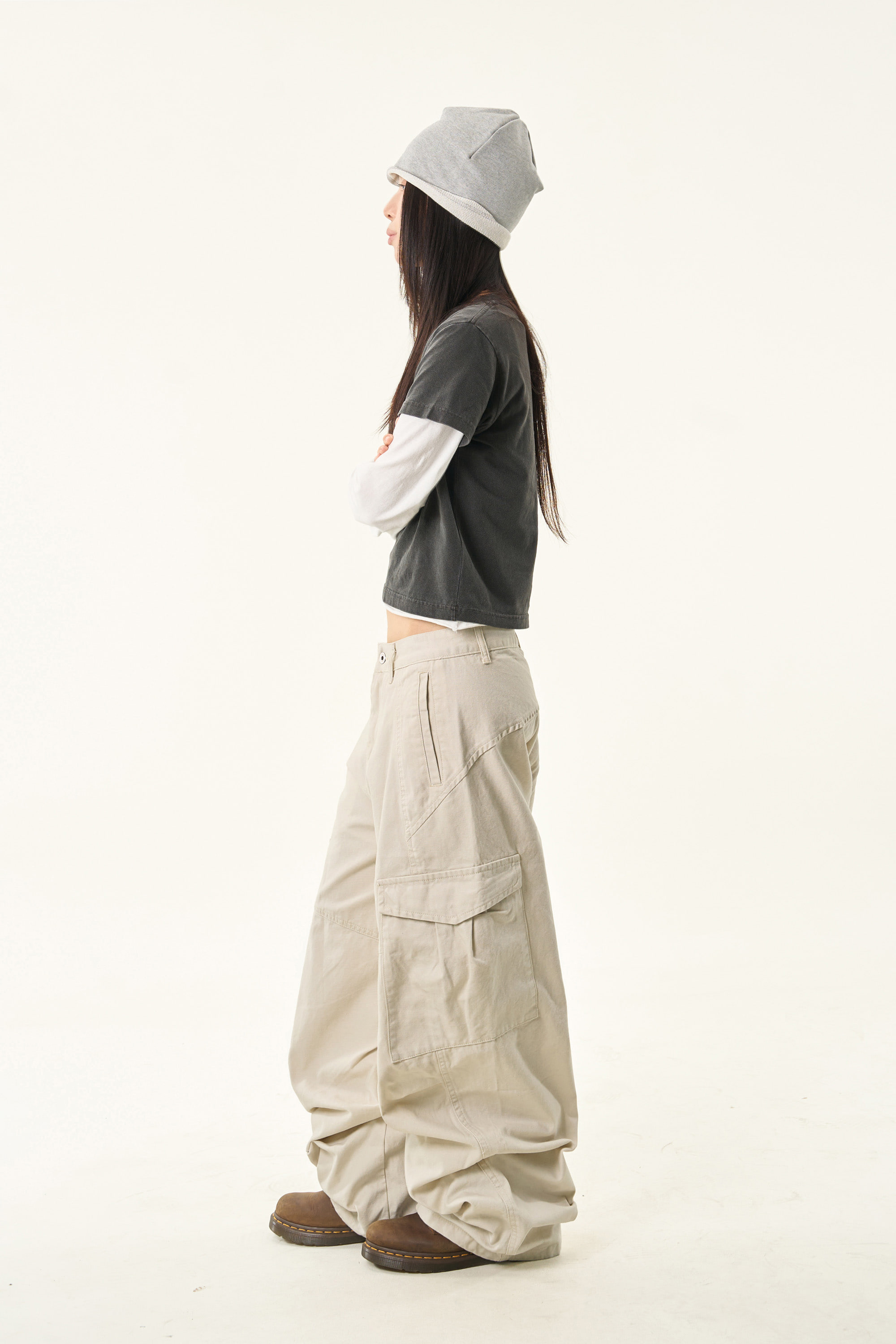 Cotton Wide-Leg Cargo Pants