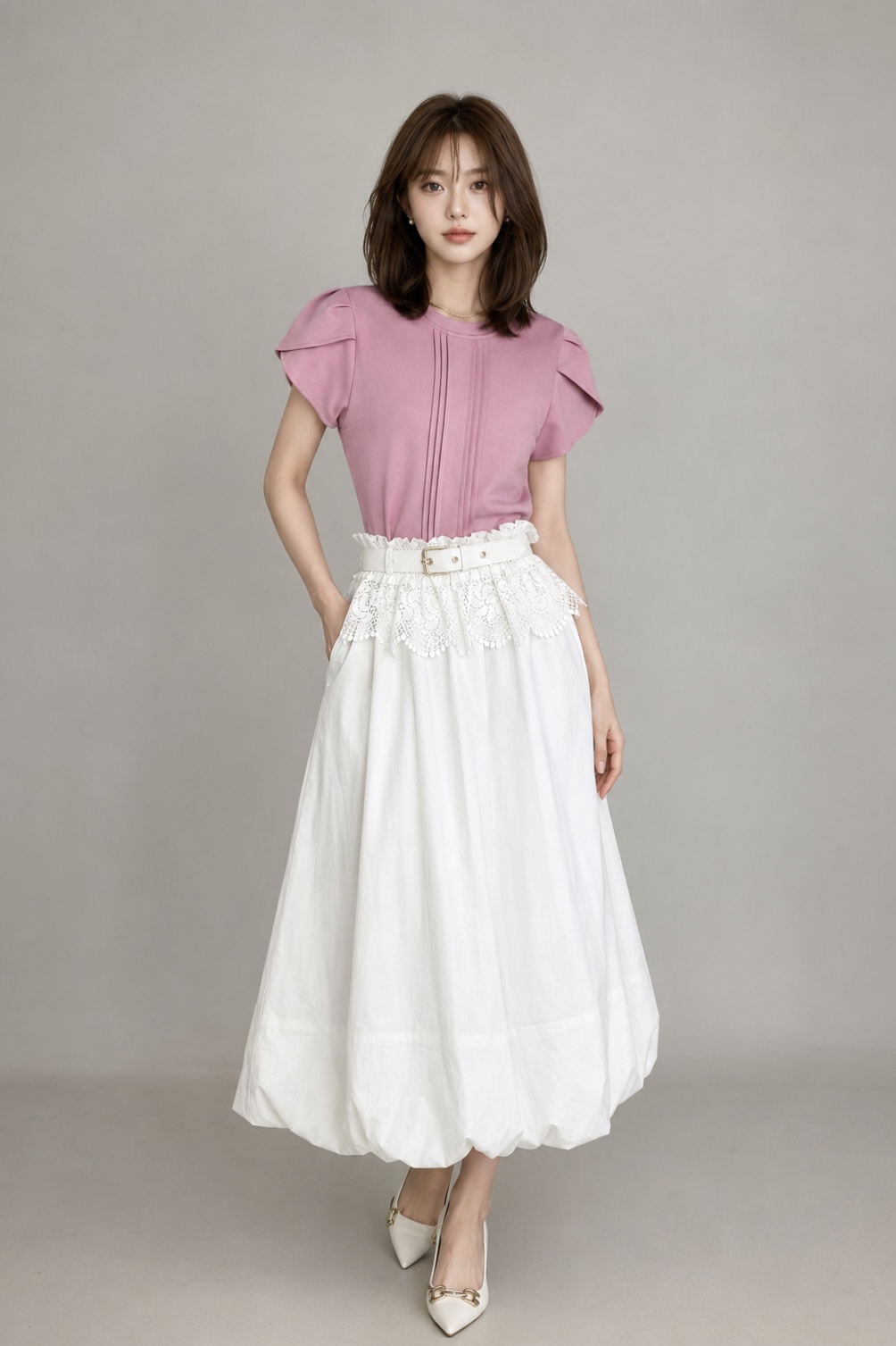 14105 Aurora Bubble Hem Maxi Skirt