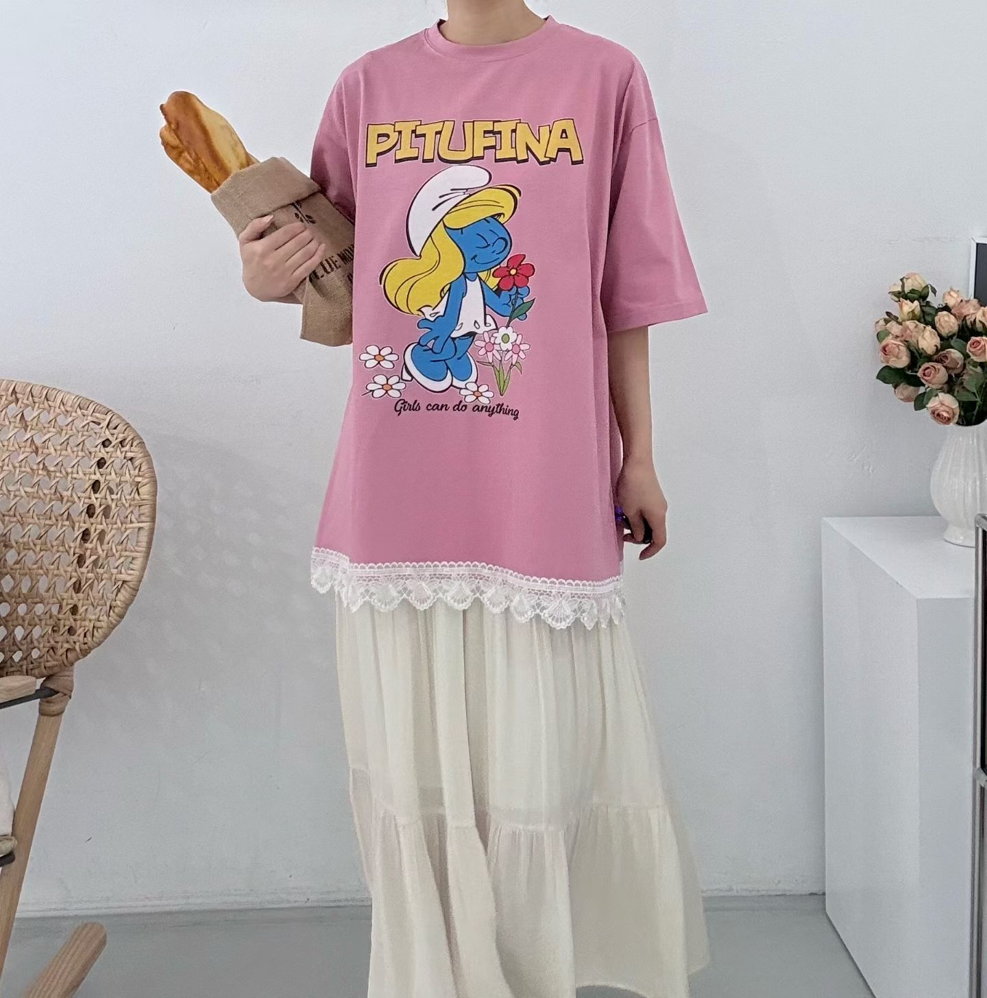 🌼初春優惠🍀 retro卡通LACE Tee