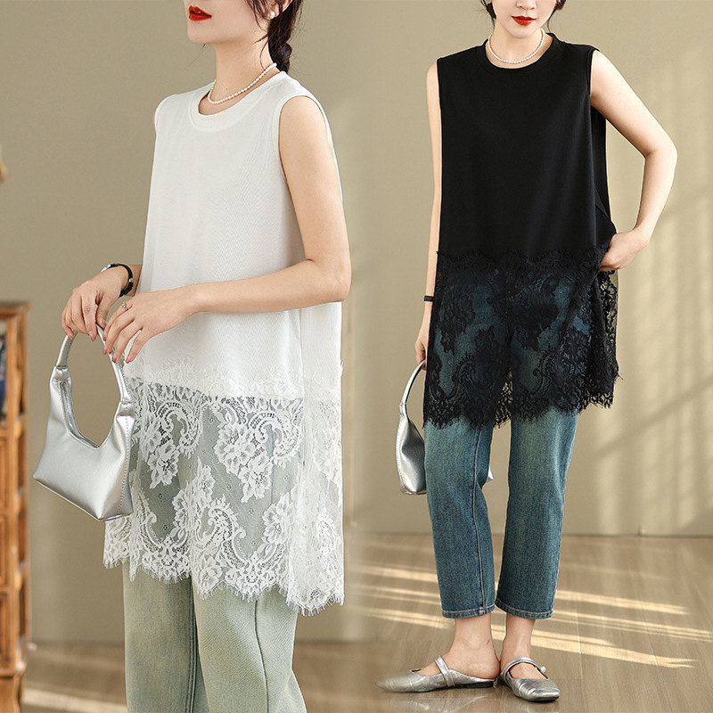 $98件。✨2026流行蕾絲拼接中長款背心✨