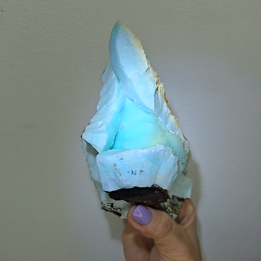 Blue aragonite with botryoidal bubble formations - AR57