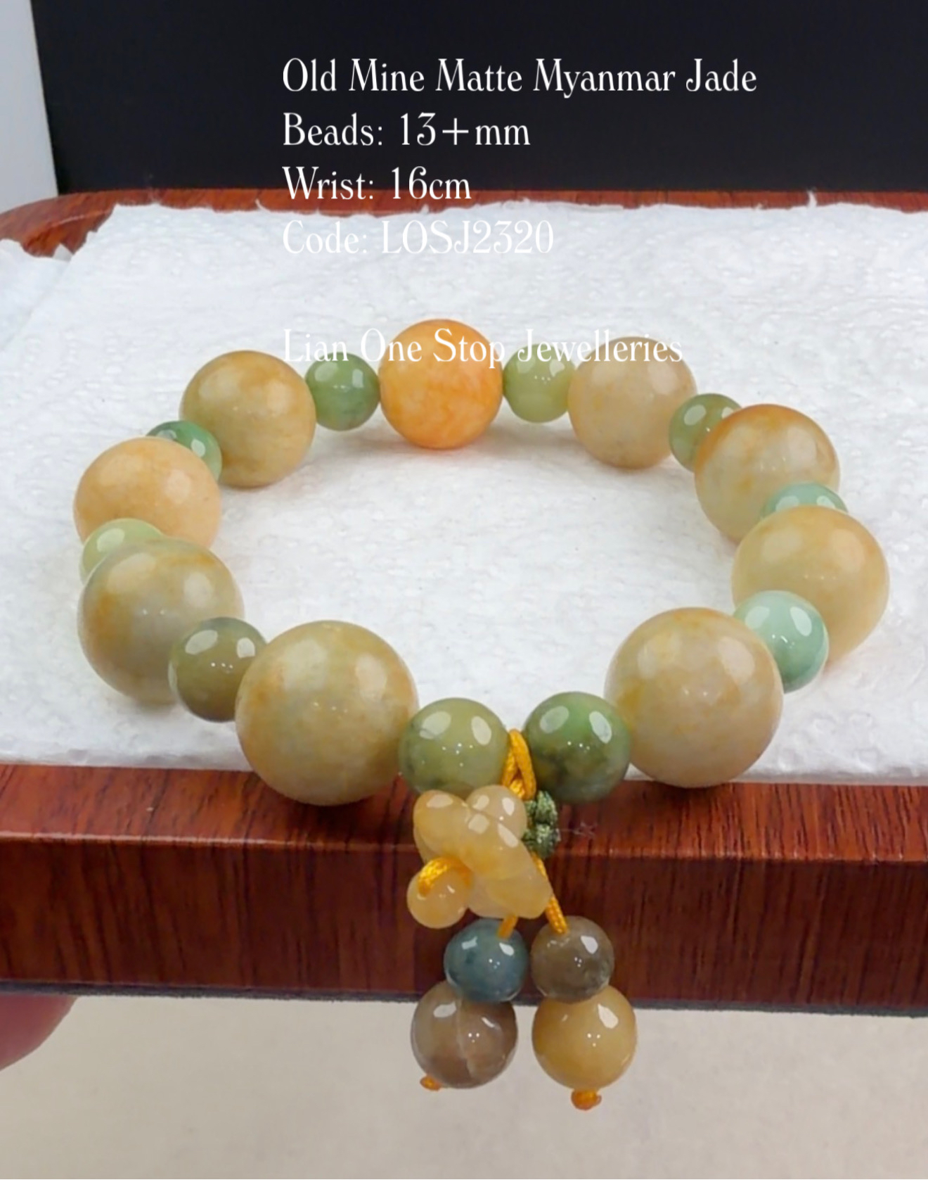 Code: LOSJ2320 Old Mine Matte Myanmar Jade 13+mm 