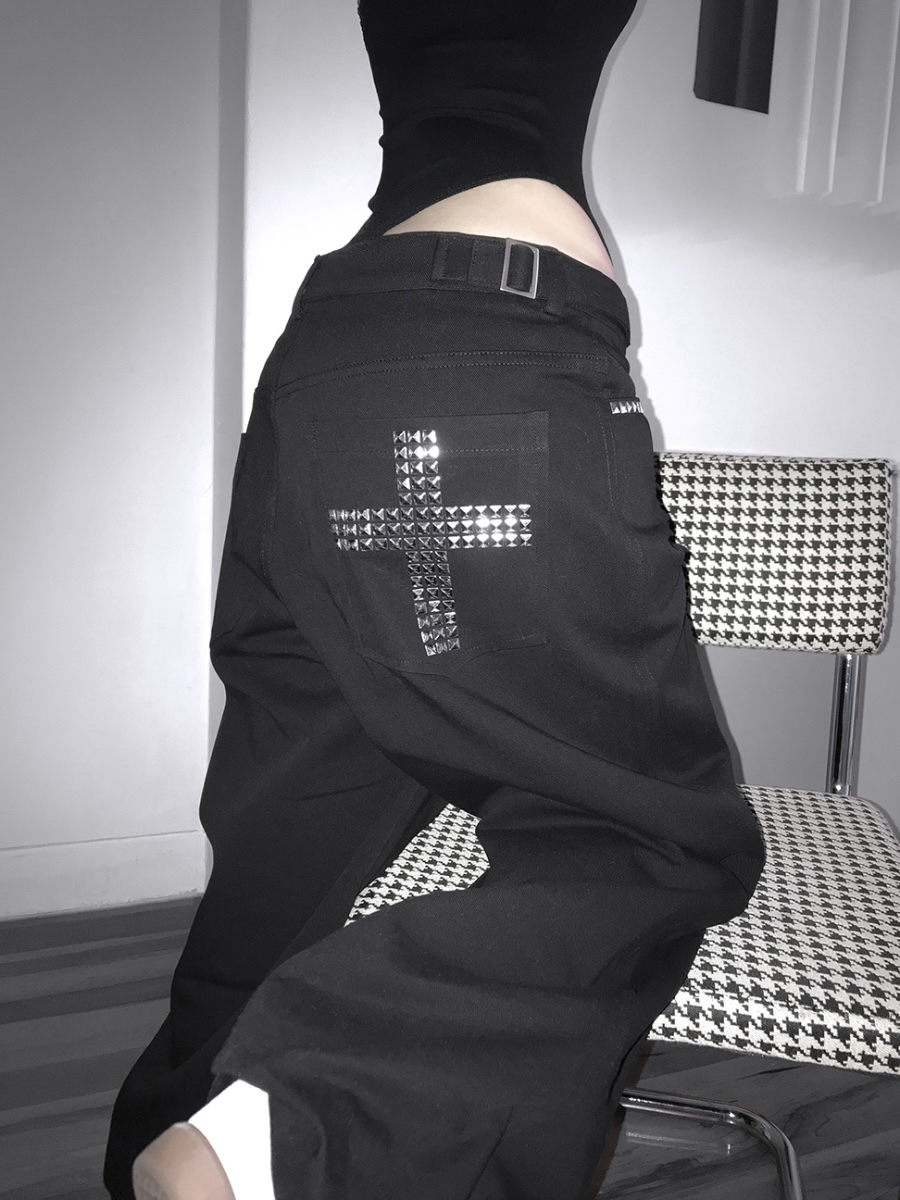 Cross Studded Wide-Leg Pants