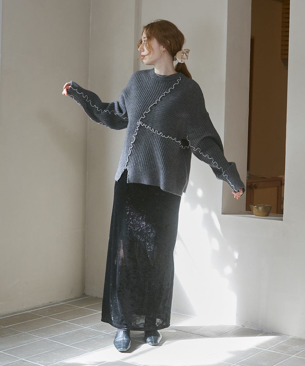 <JP> 設計感！特色滾邊軟糯Knit Top* 4色入 <預購>