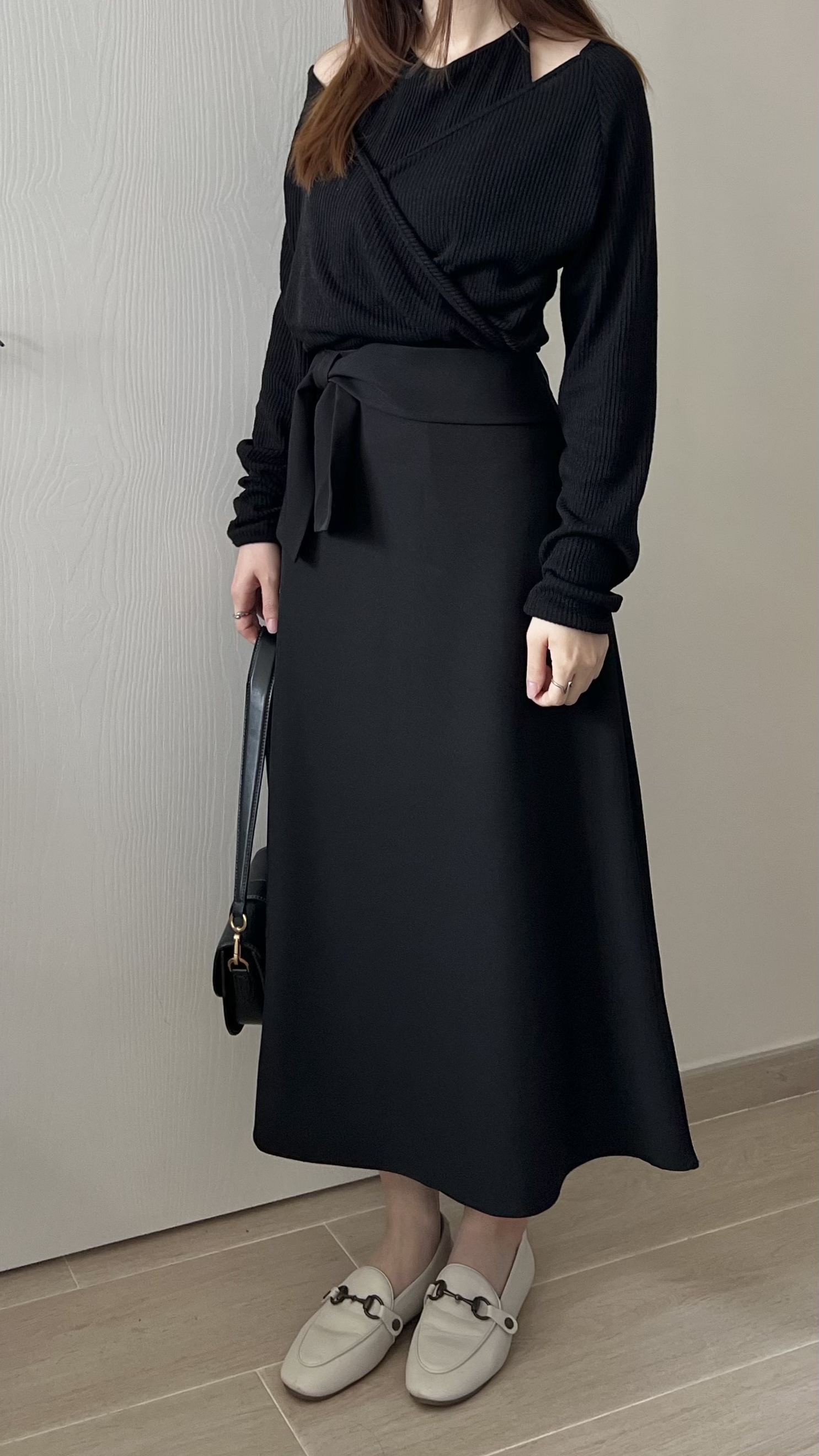 高貴優雅蝴蝶結長裙 修飾肚腩 