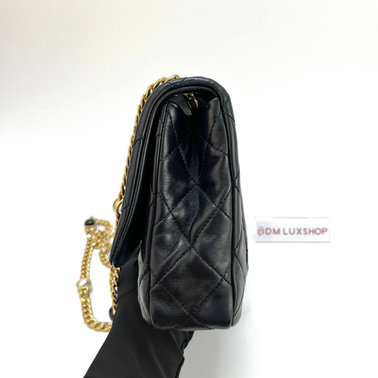 Chanel 22B Black Lambskin Flap Bag GHW (Microchip)