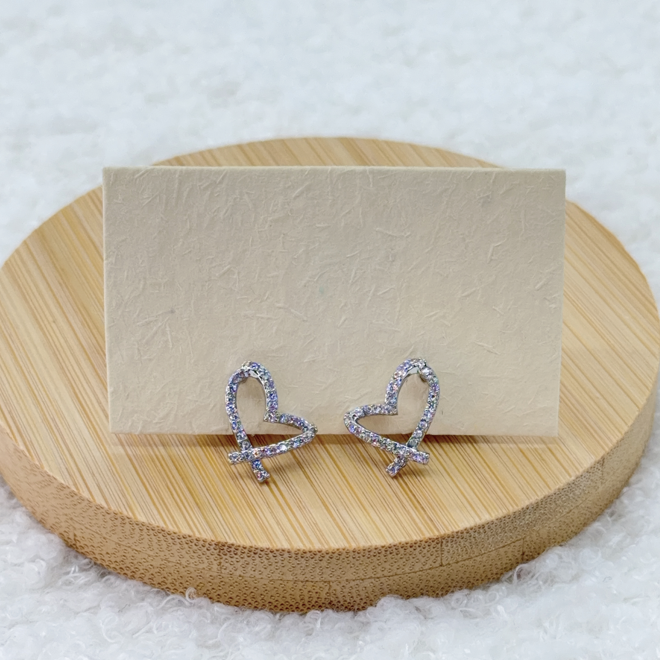 心形微鑲耳環 (925 Silver Post)