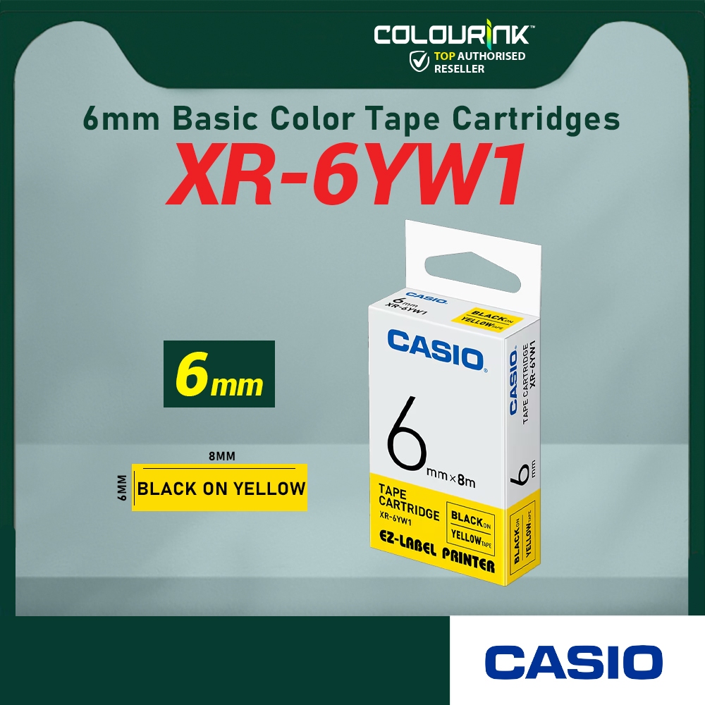 CASIO ORIGINAL GENUINE 6MM EZ LABEL TAPE FOR  KL-120 KL-130 KL-820 KL-60 KL-HD1 KL-8400 KL-G2