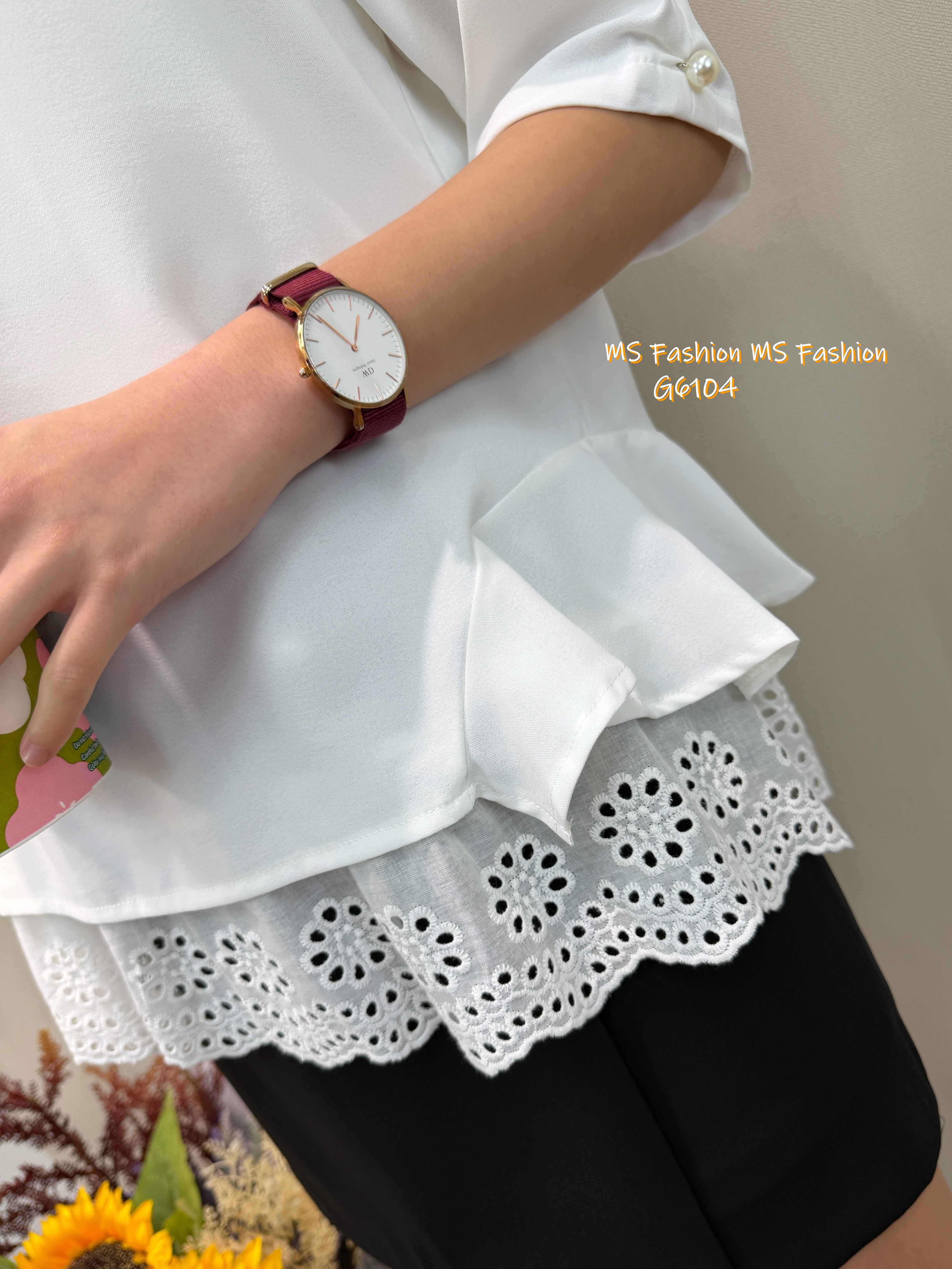 G6104 韓國🇰🇷假兩件通花腳top