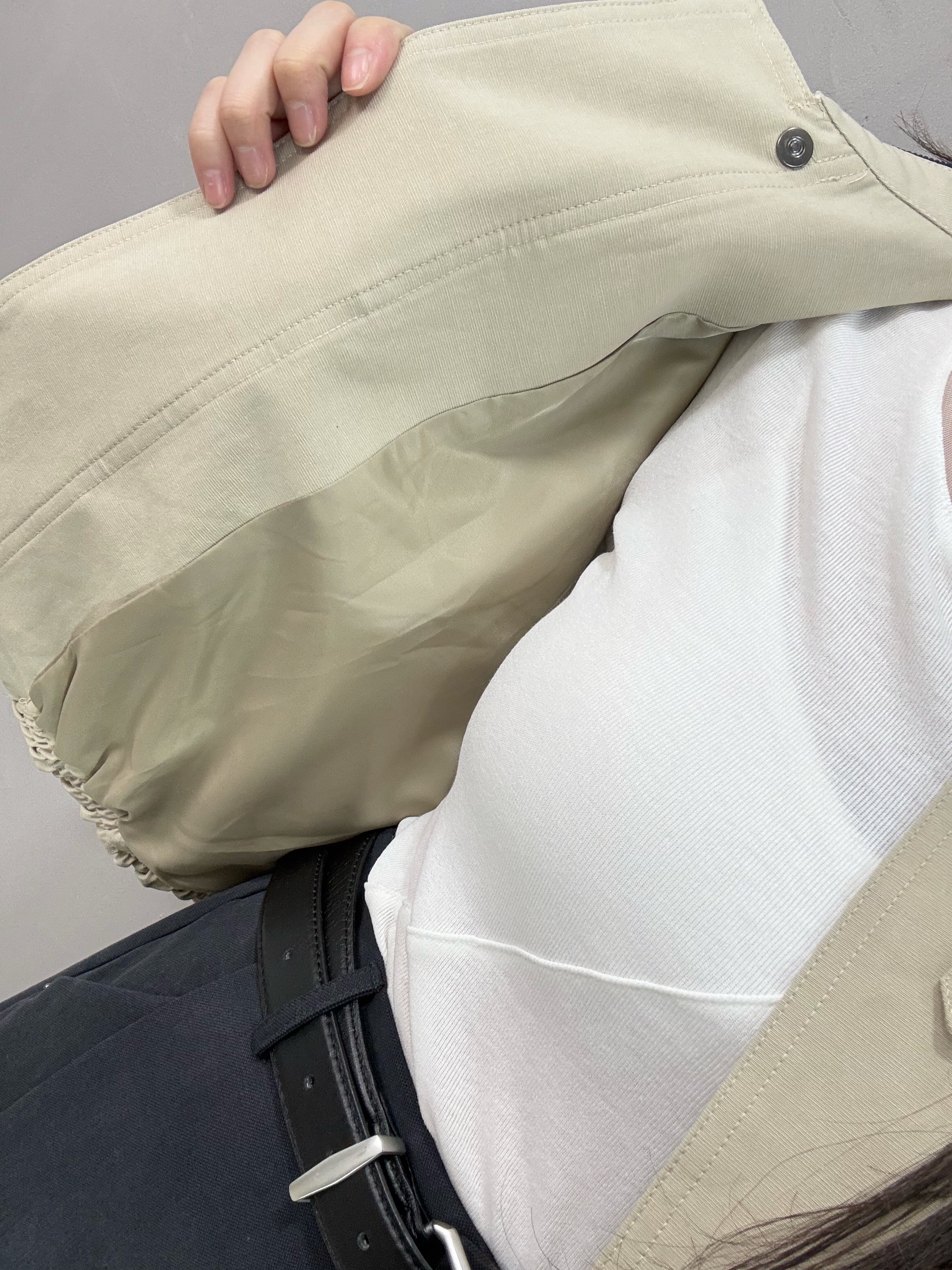 I12 拼色領短外套