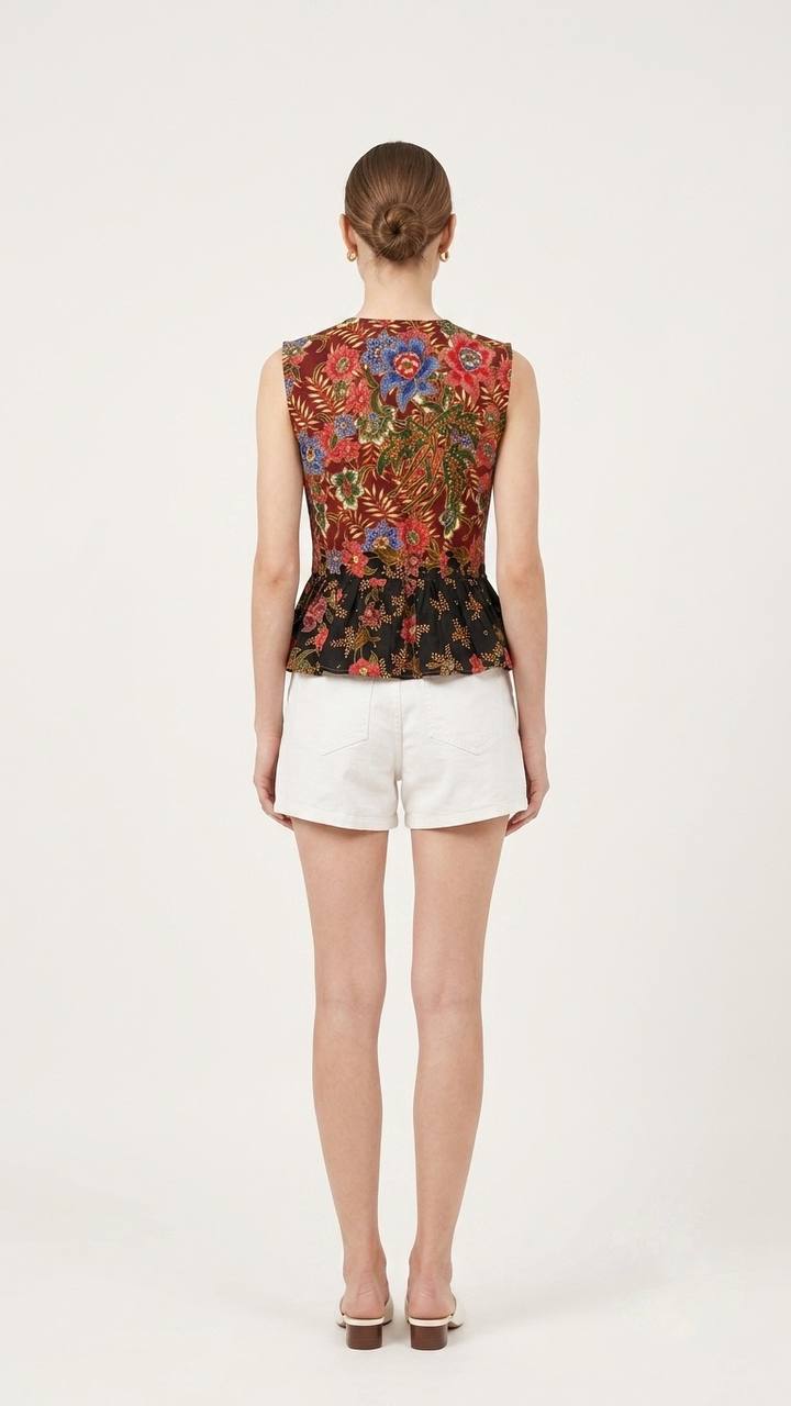 T2768 - Mekar Delima Peplum Batik Top 