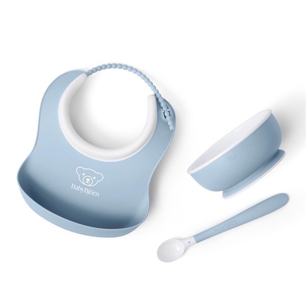 🇯🇵預訂 日本直送🇯🇵BabyBjörn粉藍色嬰兒餵食圍兜餐具三件套裝
