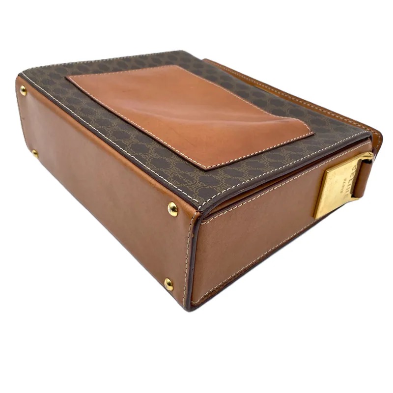 Celine Brown Macadam Pattern Vintage Shoulder Bag