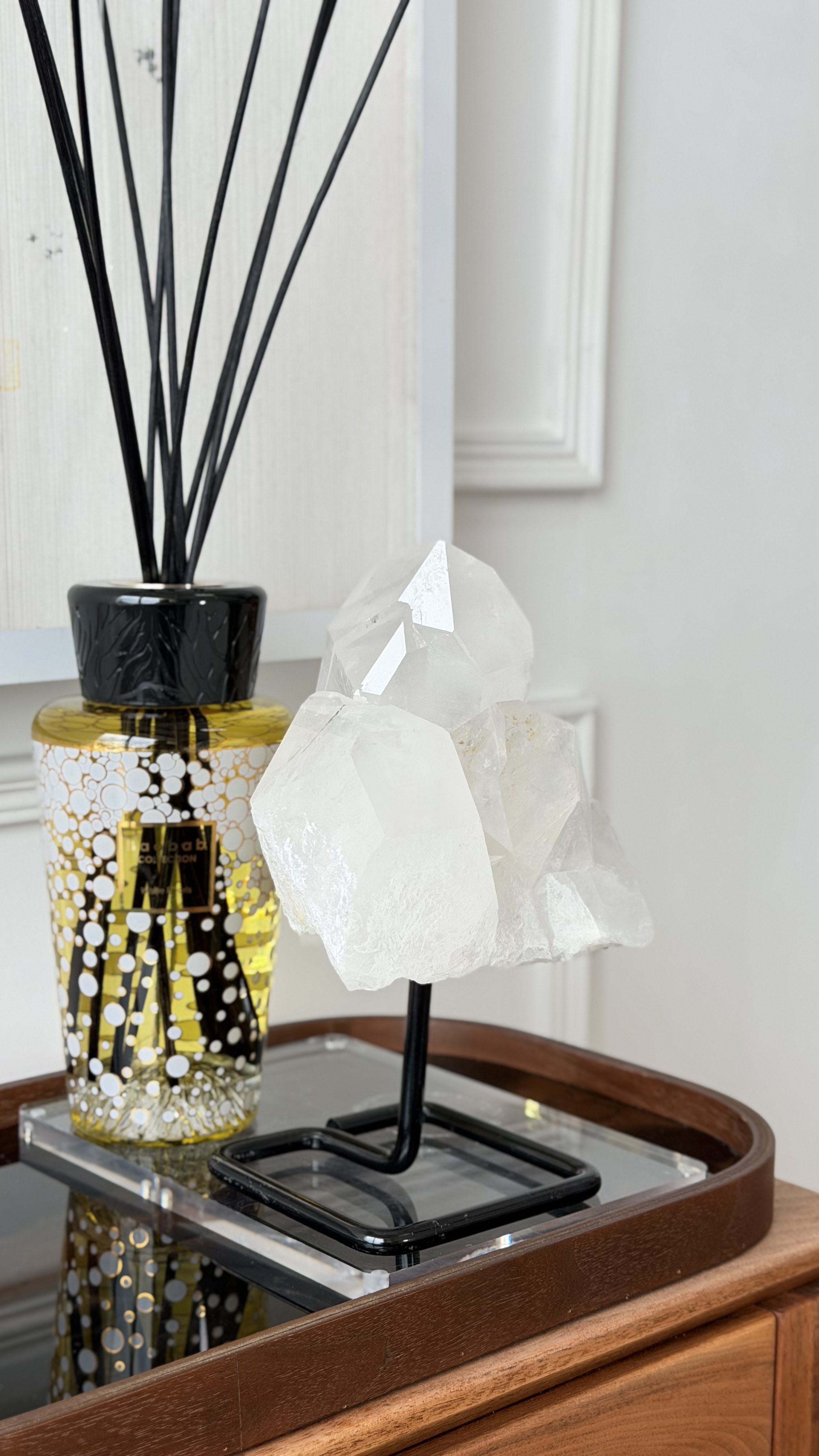 ꧁12.8cm 2.1kg白水晶簇連托架擺件꧂CL.707AC7FG2JT5-RB19*16FF