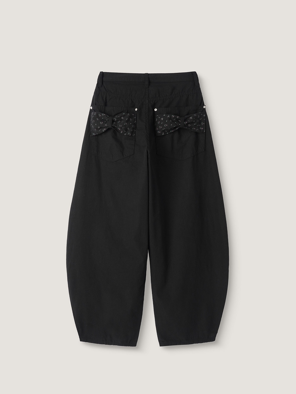 Floral Back-Ribbon Balloon Pants