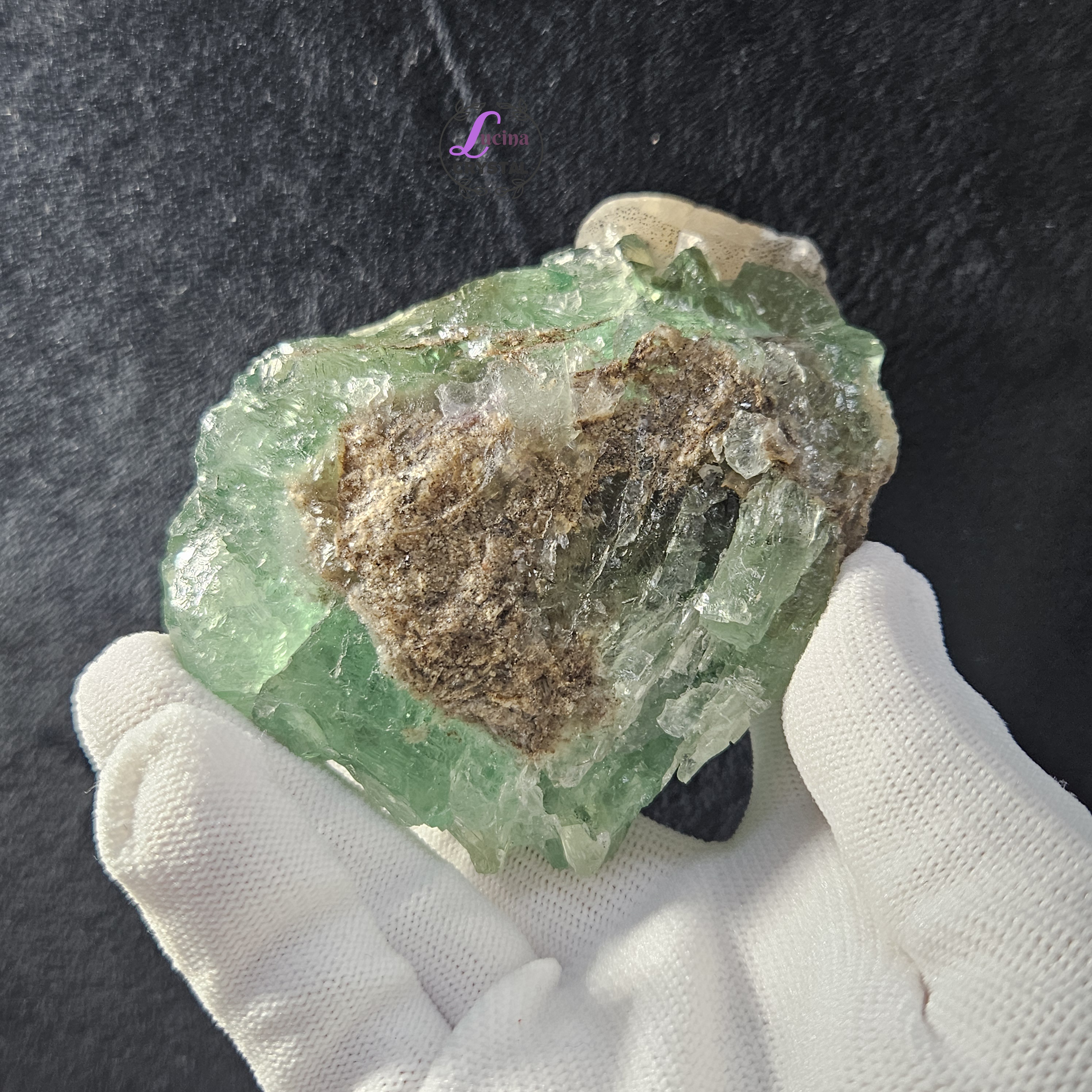 (Co#LC8549) 香花嶺蘋果綠螢石原礦/Apple Green Cubic Fluorite Cluster 