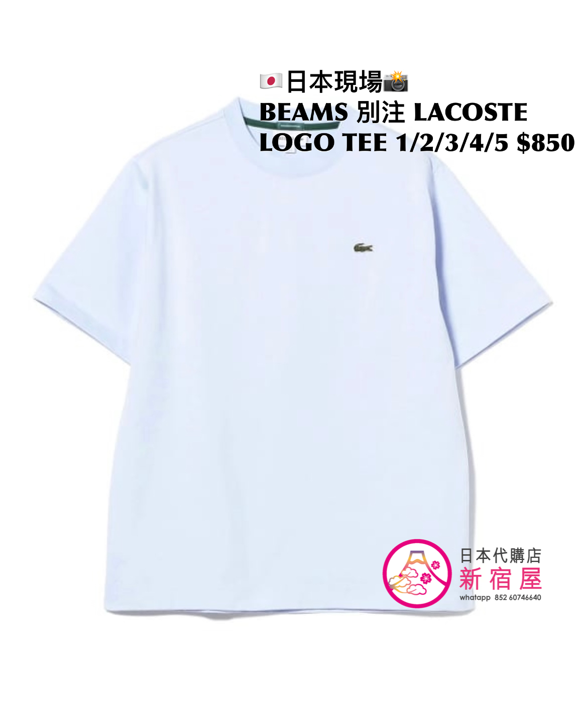 BEAMS 別注 LACOSTE LOGO T-SHIRT